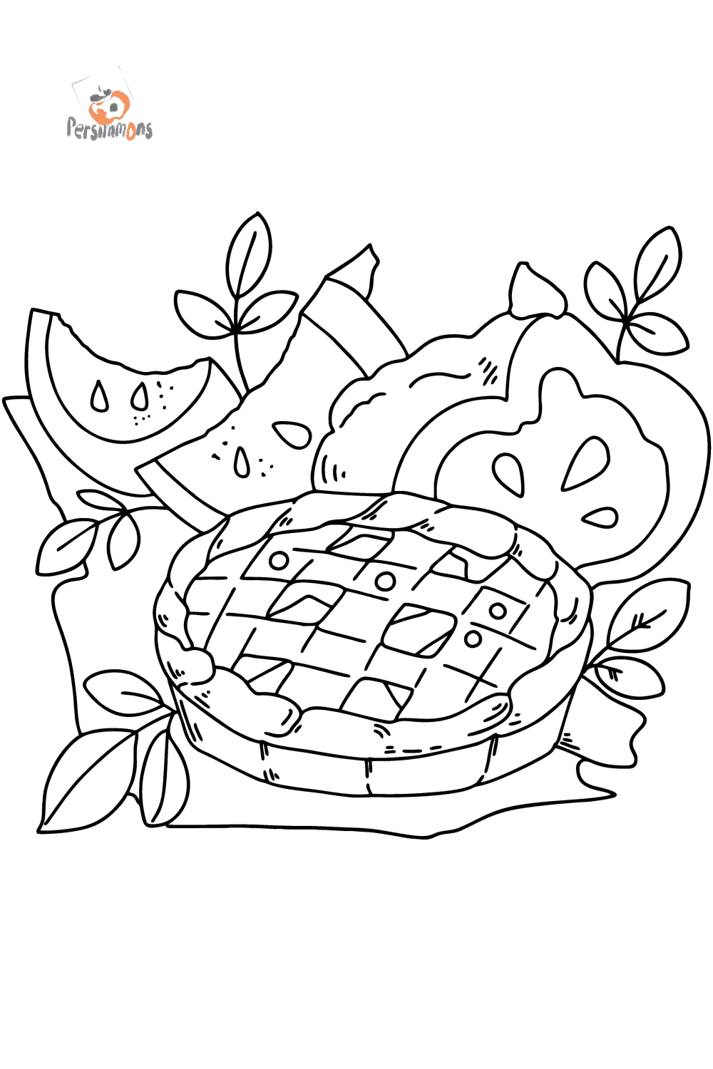 Pumpkin Pie Coloring Page Coloring For Adults