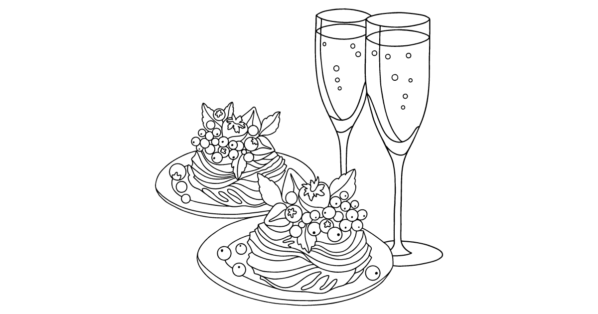 Sweets And Champagne Valentine S Day Coloring Pages For Adults