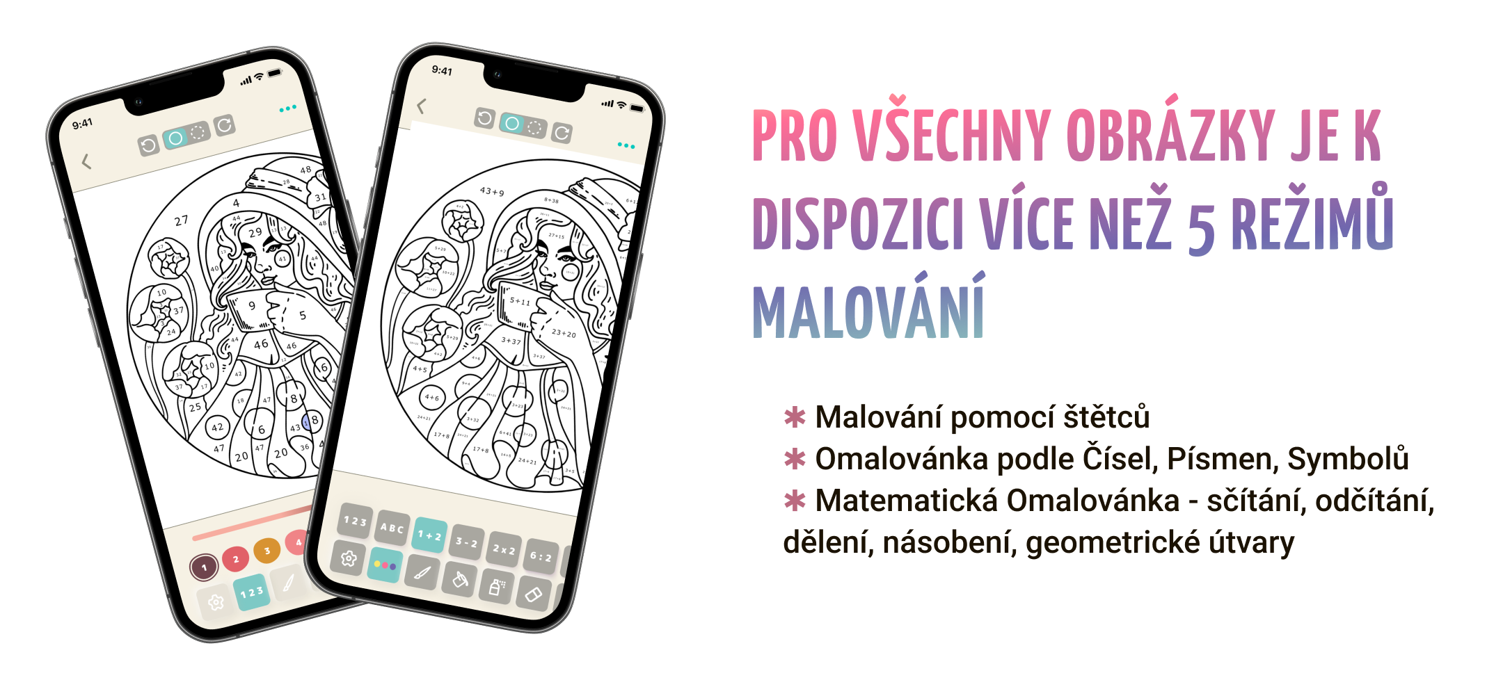 Používejte realistické kartáče nebo hrajte podle čísel