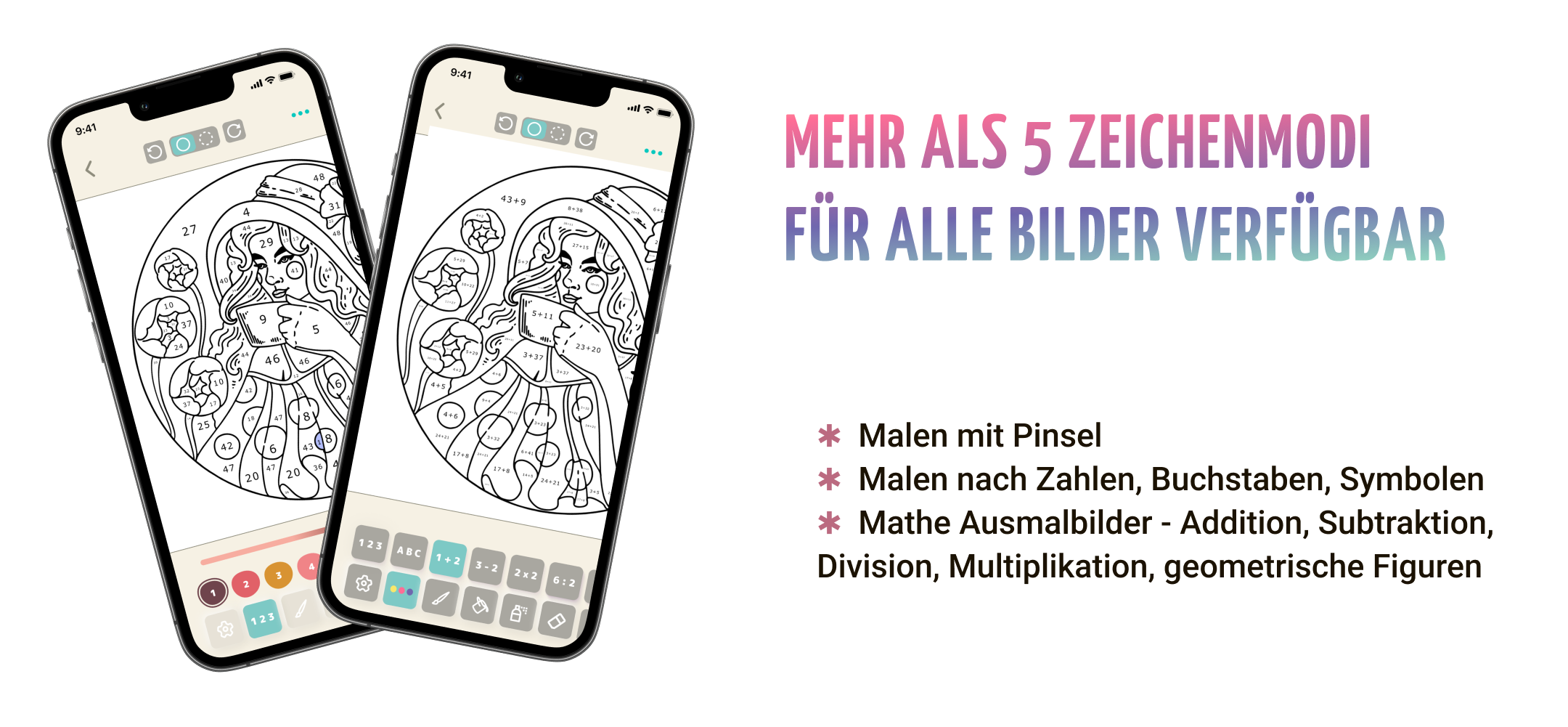 Verwenden Sie realistische Pinsel oder spielen Sie nach Zahlen