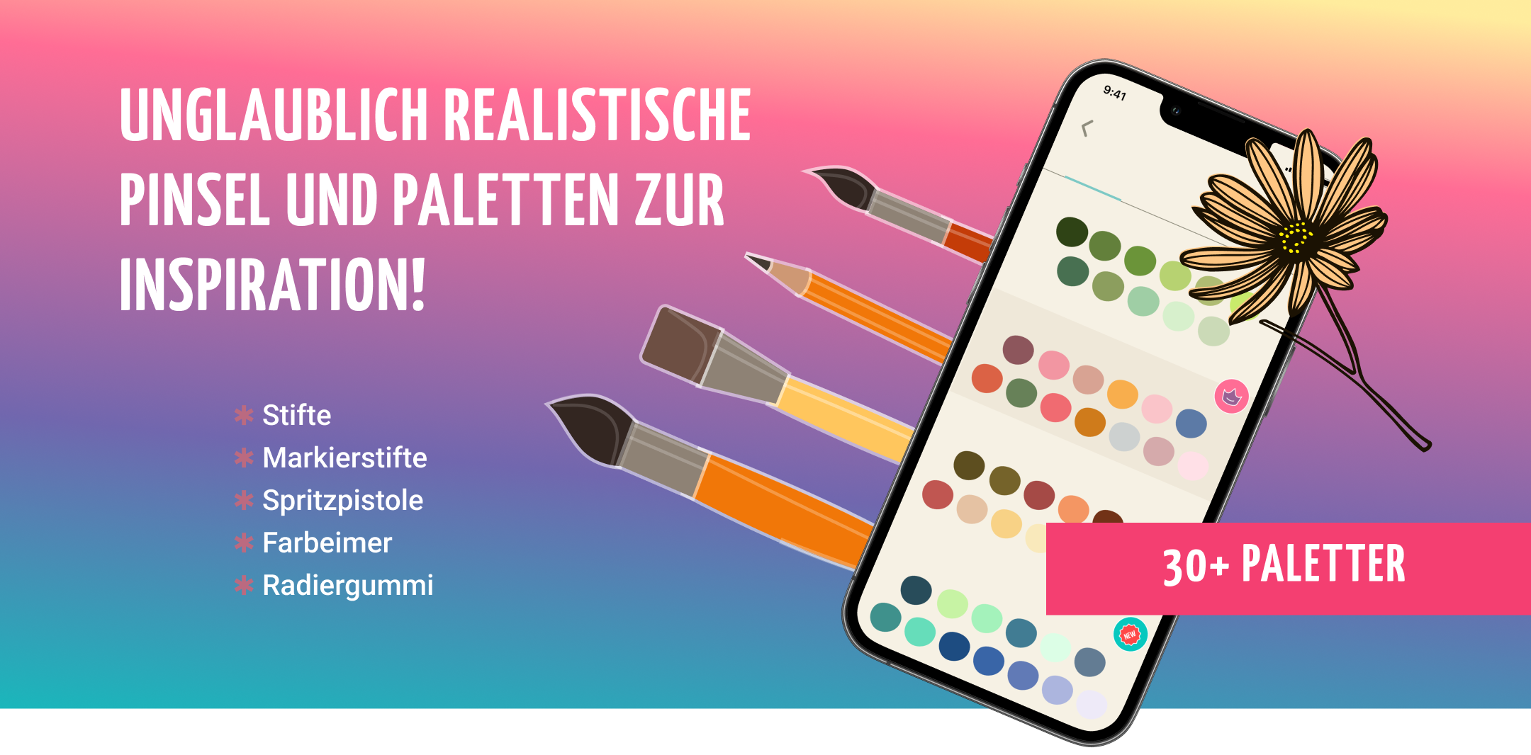 Farbe mit realistischen Pinsel