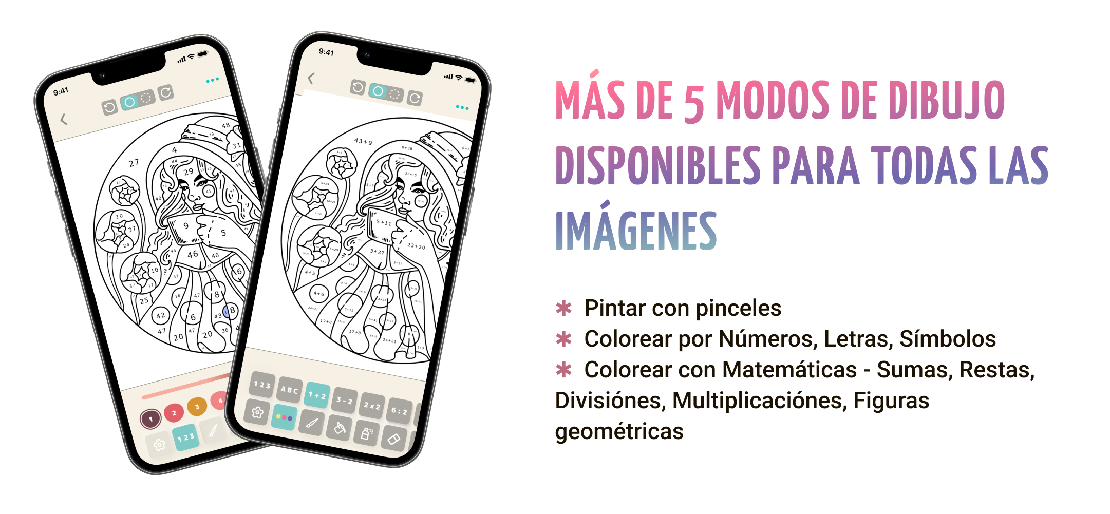 Use pinceles realistas o juegue por números