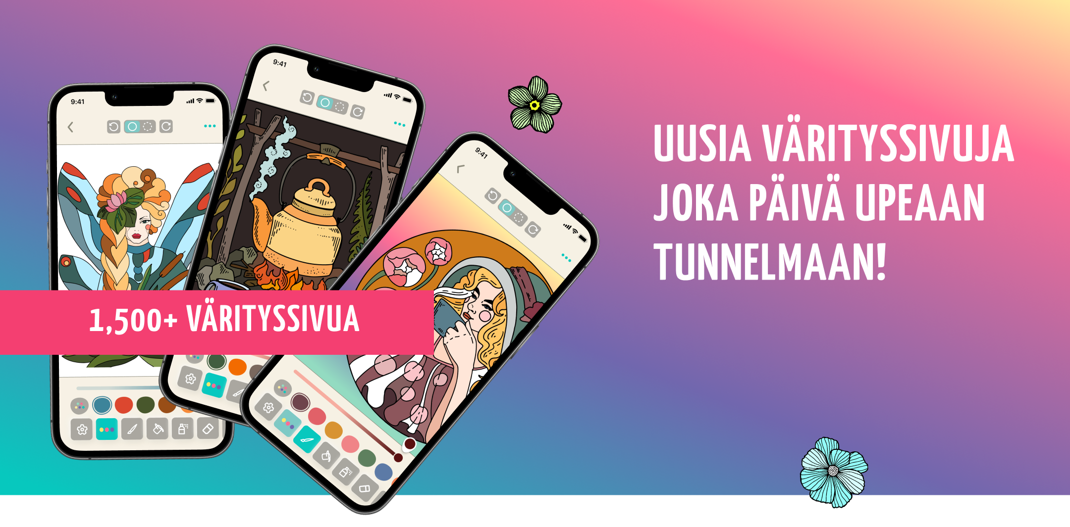 Uudet värityssivut sovelluksessa