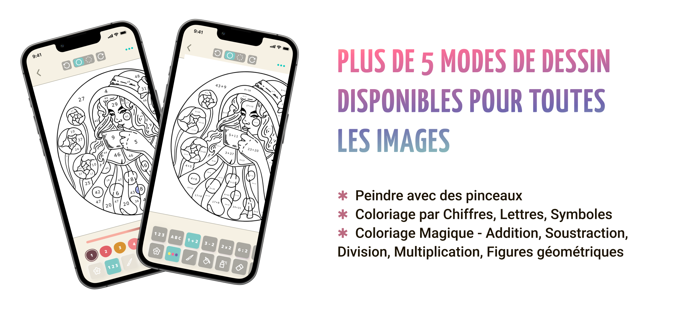 Utiliser des pinceaux réalistes ou jouer par des nombres