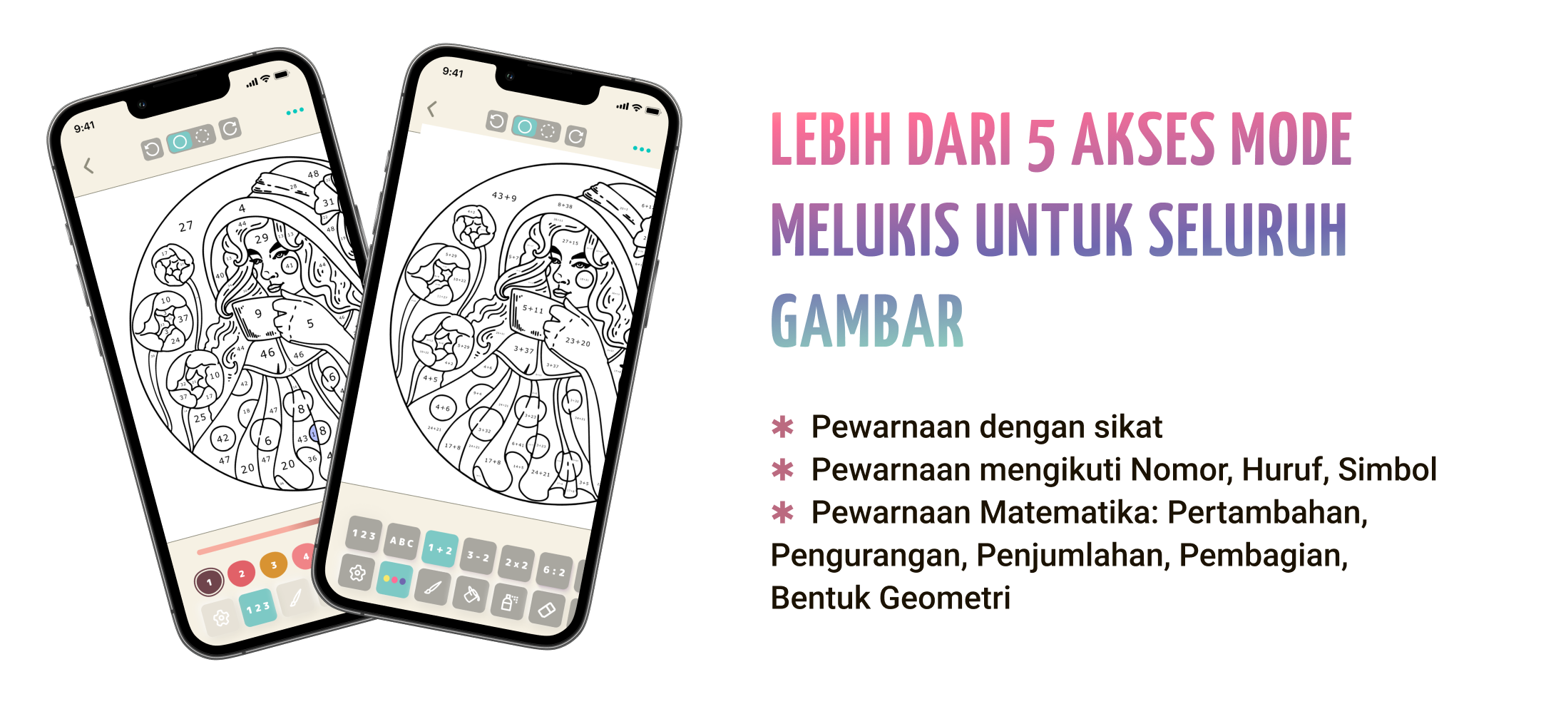 Gunakan sikat realistis atau mainkan dengan angka