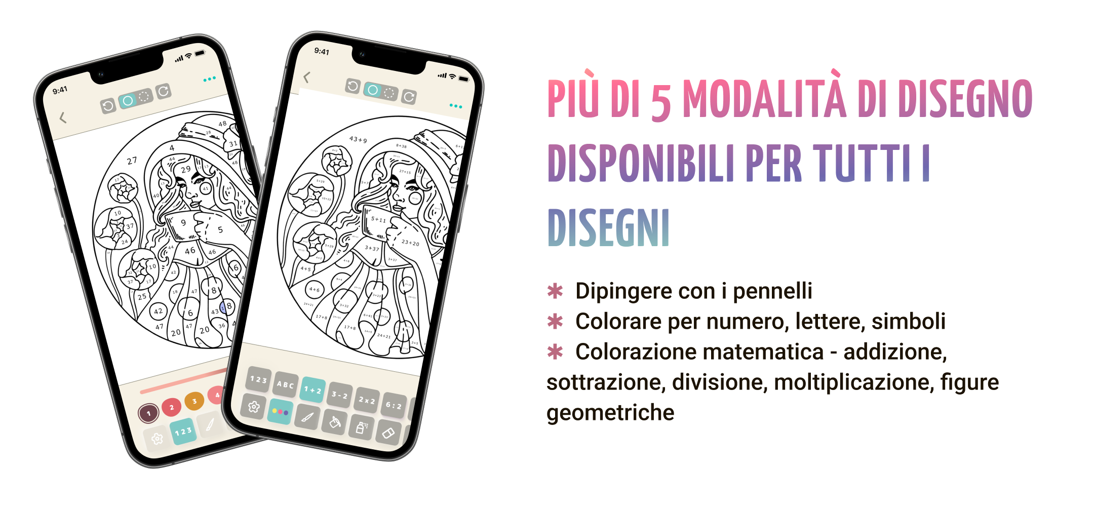 Usa pennelli realistici o gioca per numero