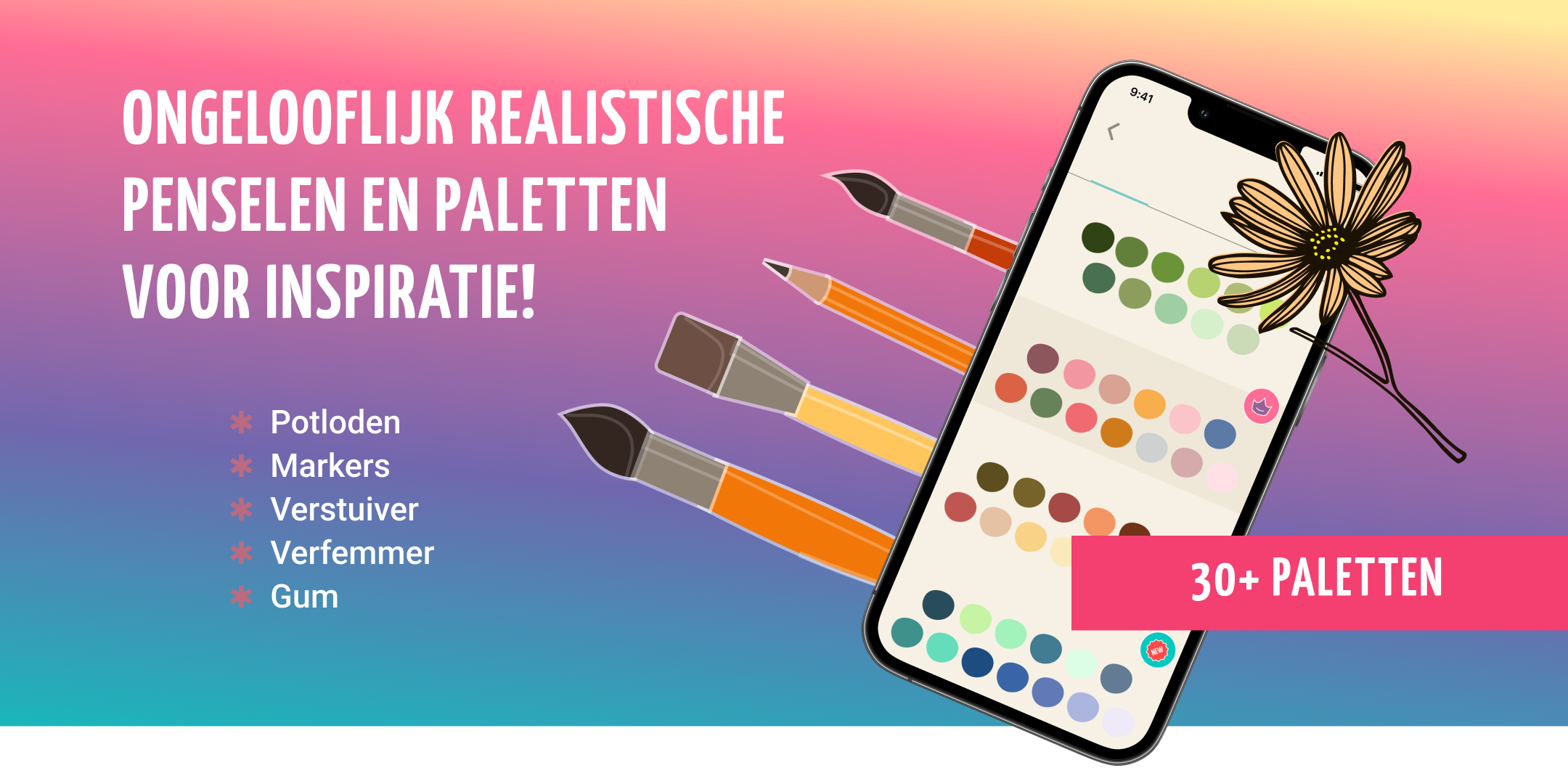 Verf met realistische borstels