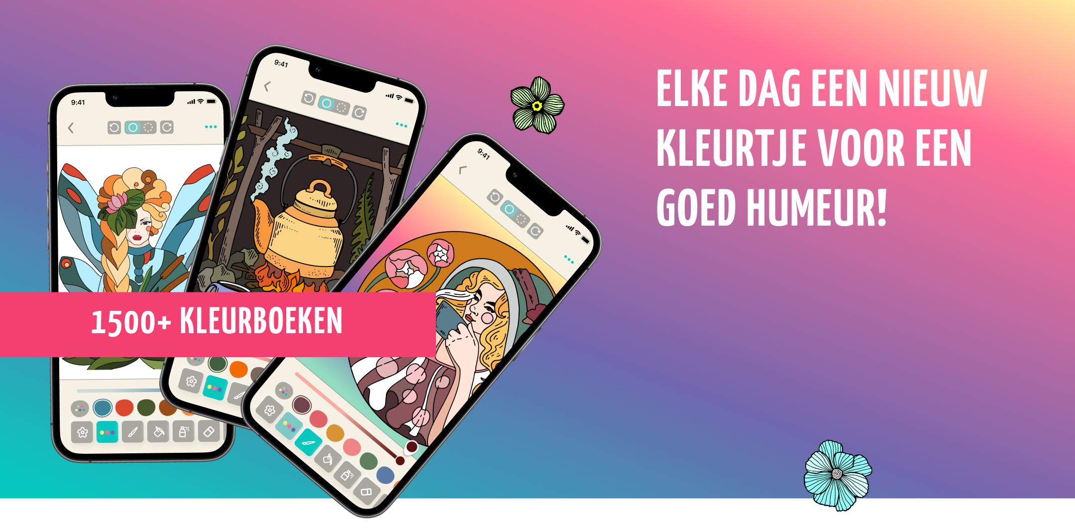 Nieuwe kleurpaginas in de app