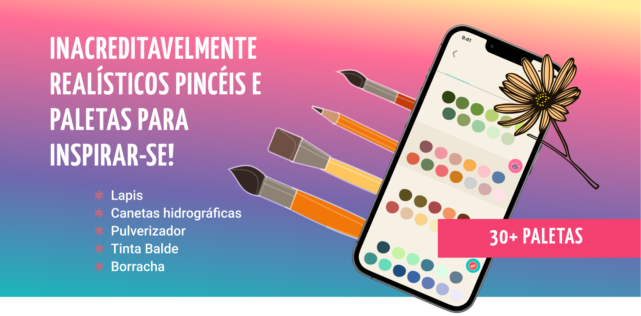 Pintura com pincéis realistas