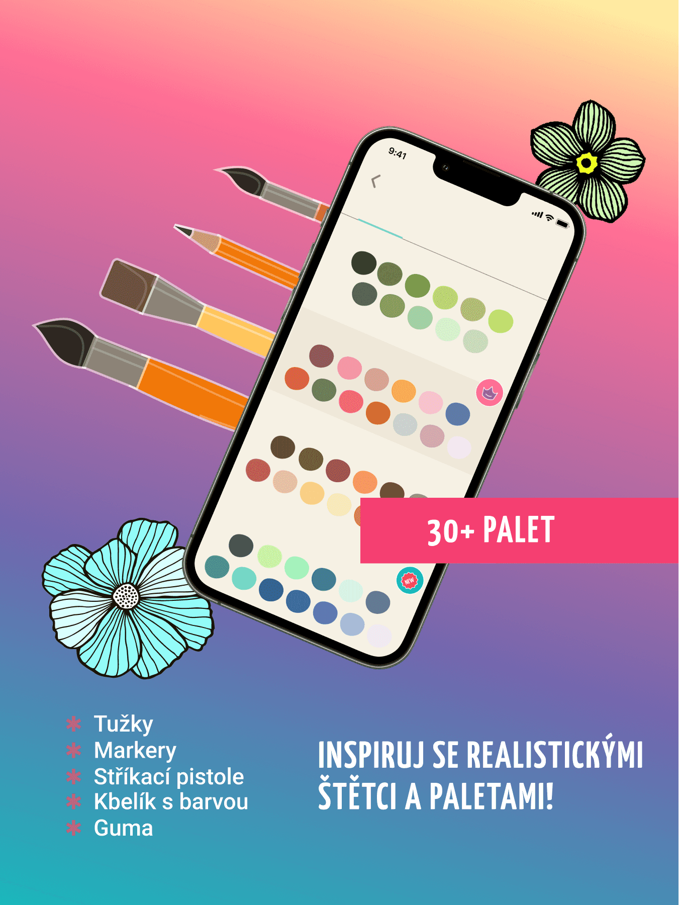 Použijte autorské palety a kartáče