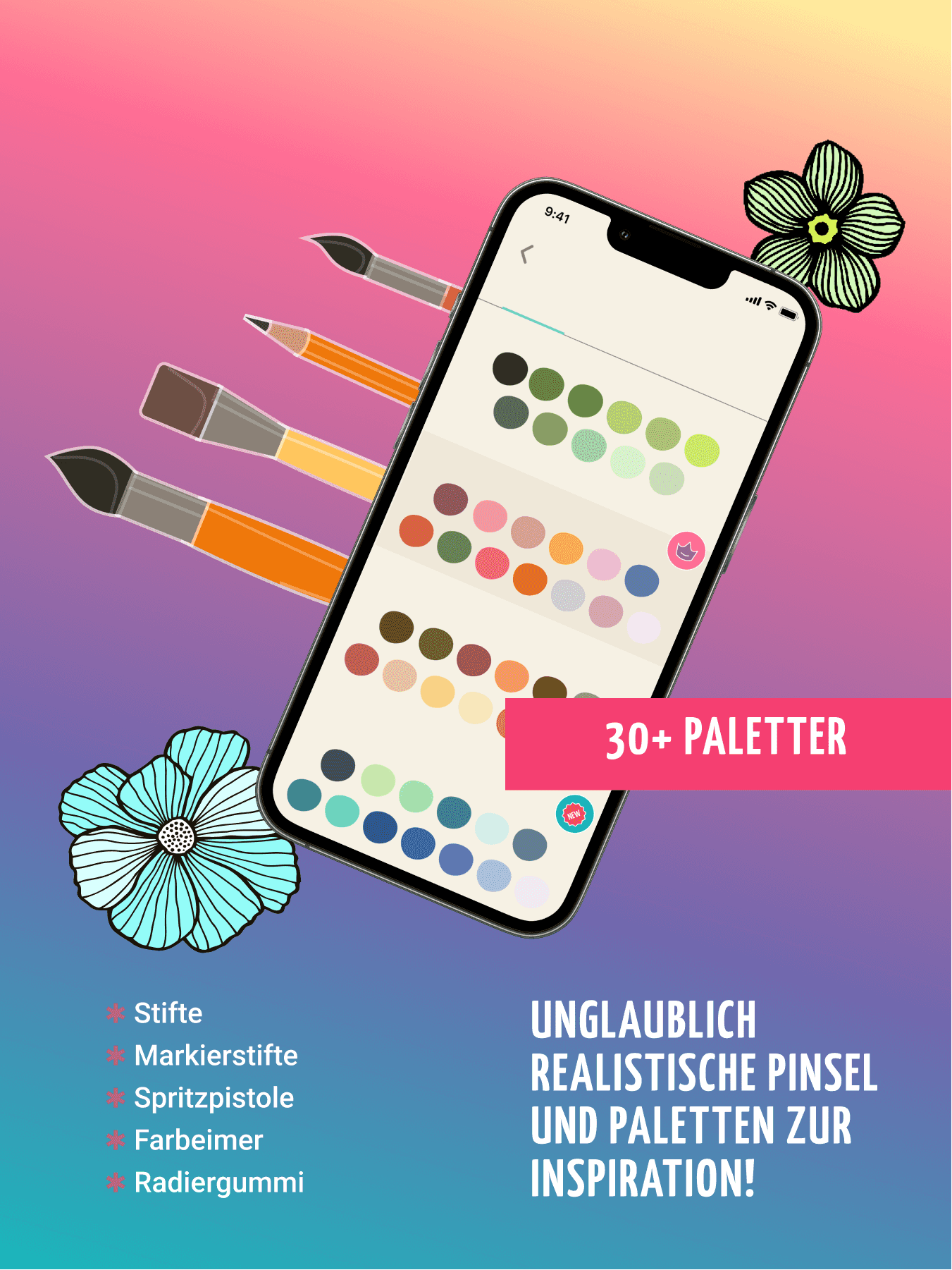 Verwenden Sie die Paletten und Bürsten des Autors