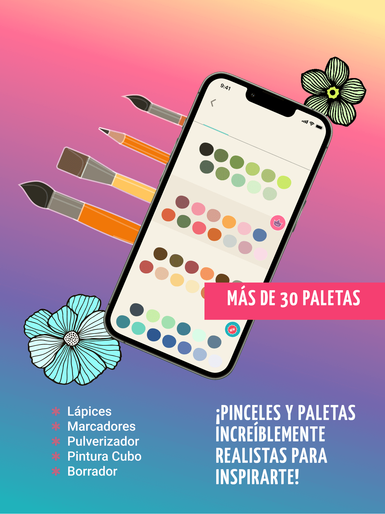 Use paletas y pinceles del autor