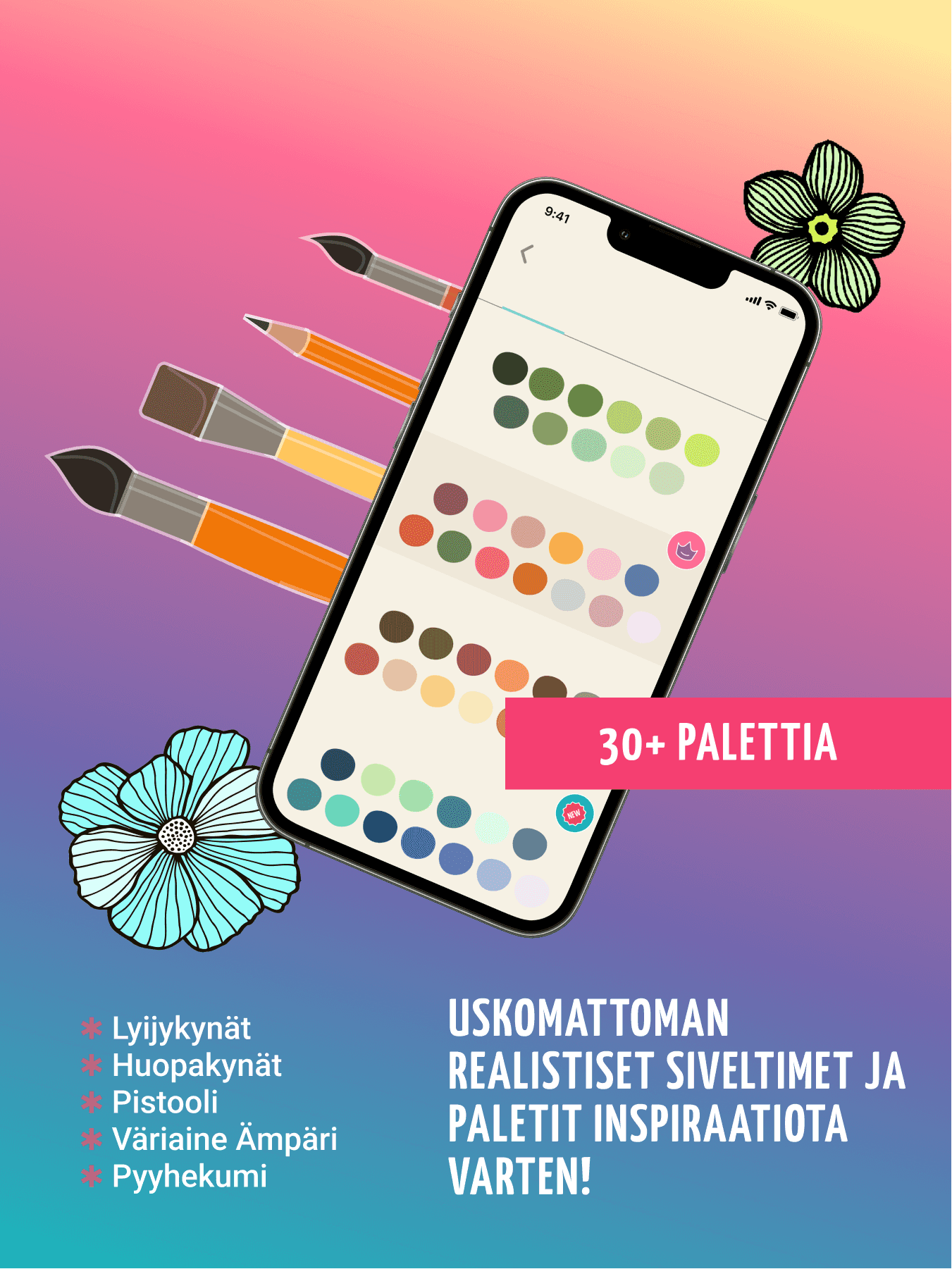 Käytä kirjoittajan paletteja ja harjoja