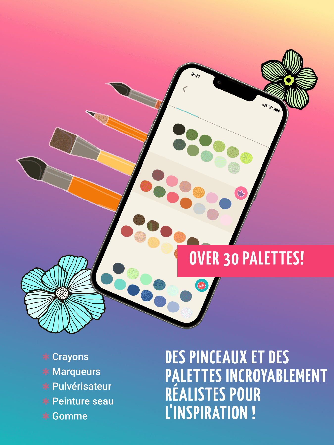 Utilisez les palettes et les pinceaux de lauteur
