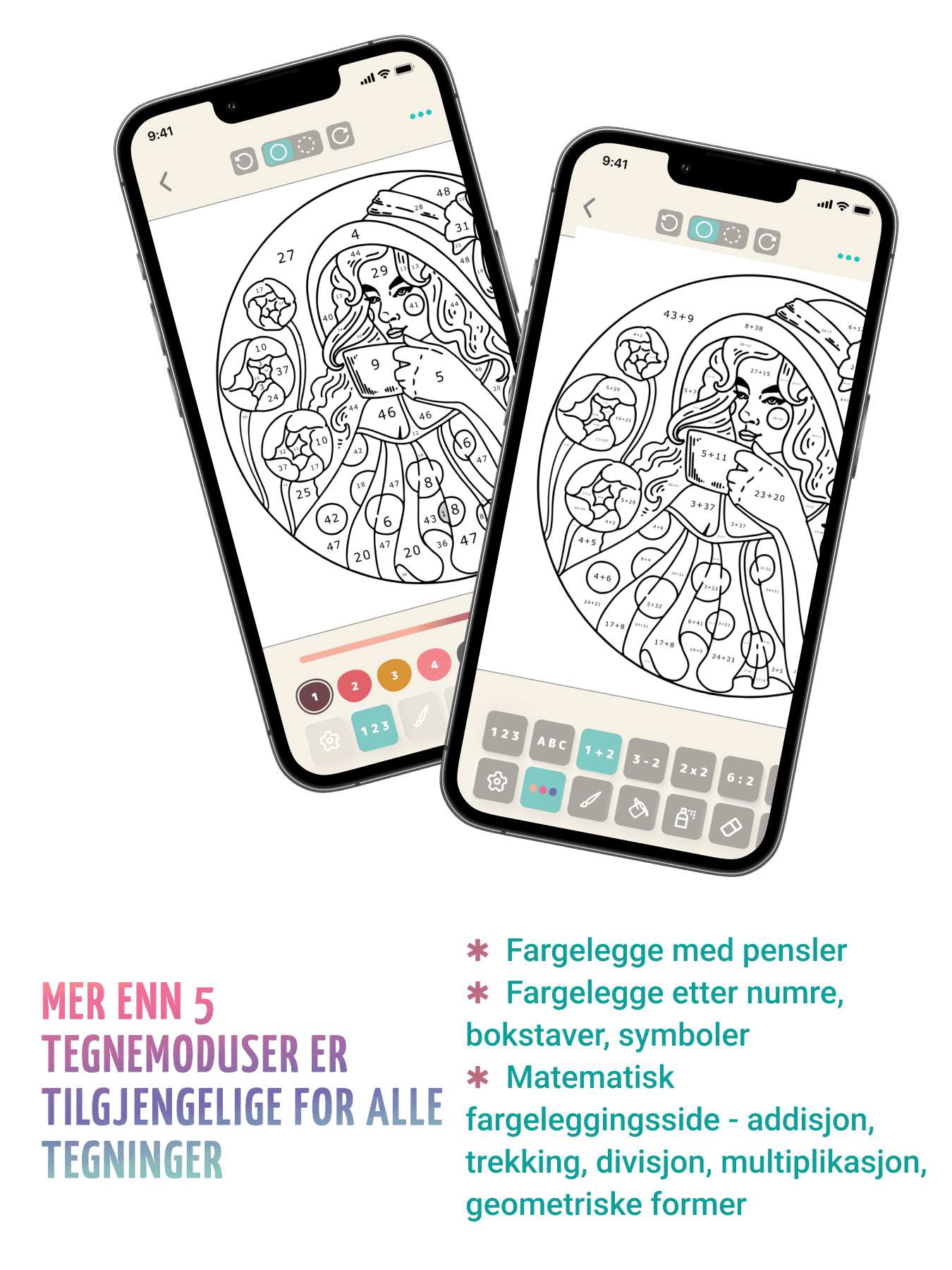 Maleri med børster eller spill etter tall og bokstaver