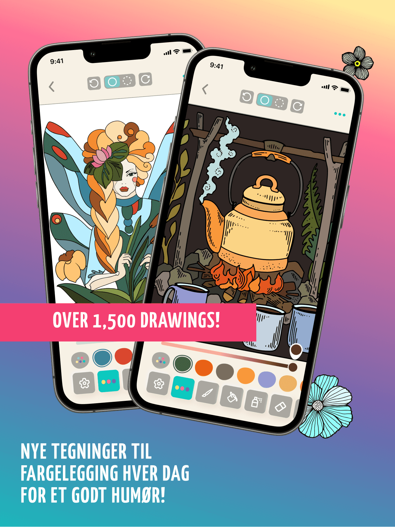 Farge nye fargeleggingssider hver dag