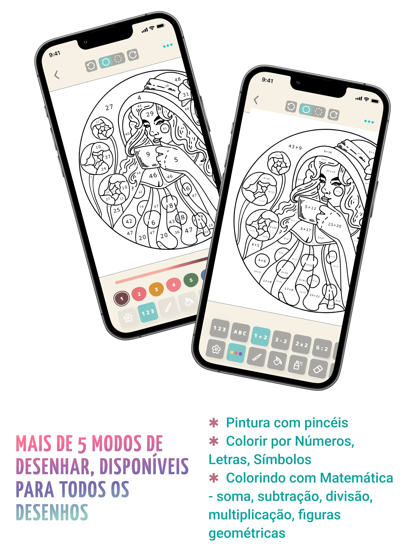 Pintando com pincéis ou tocando por números e letras