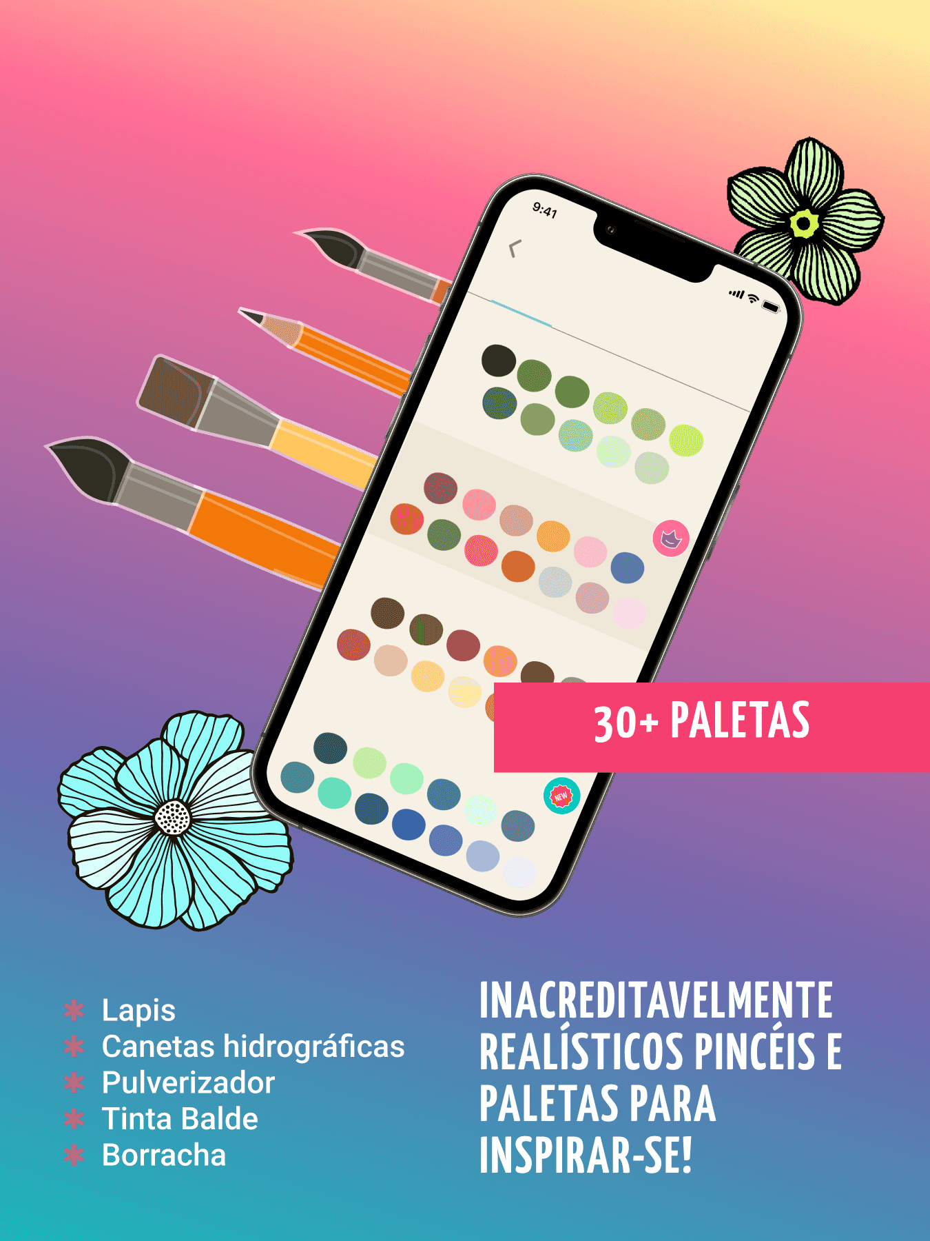 Use paletas e pincéis do autor