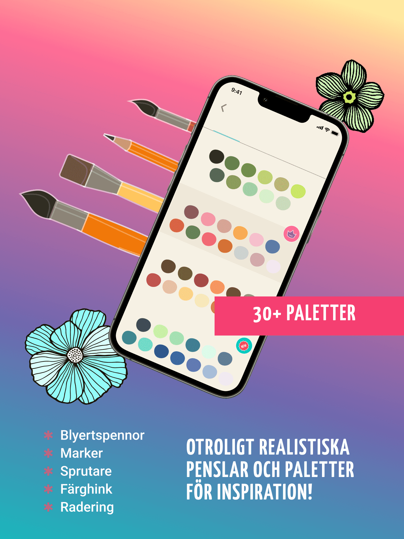 Använd författarens paletter och borstar