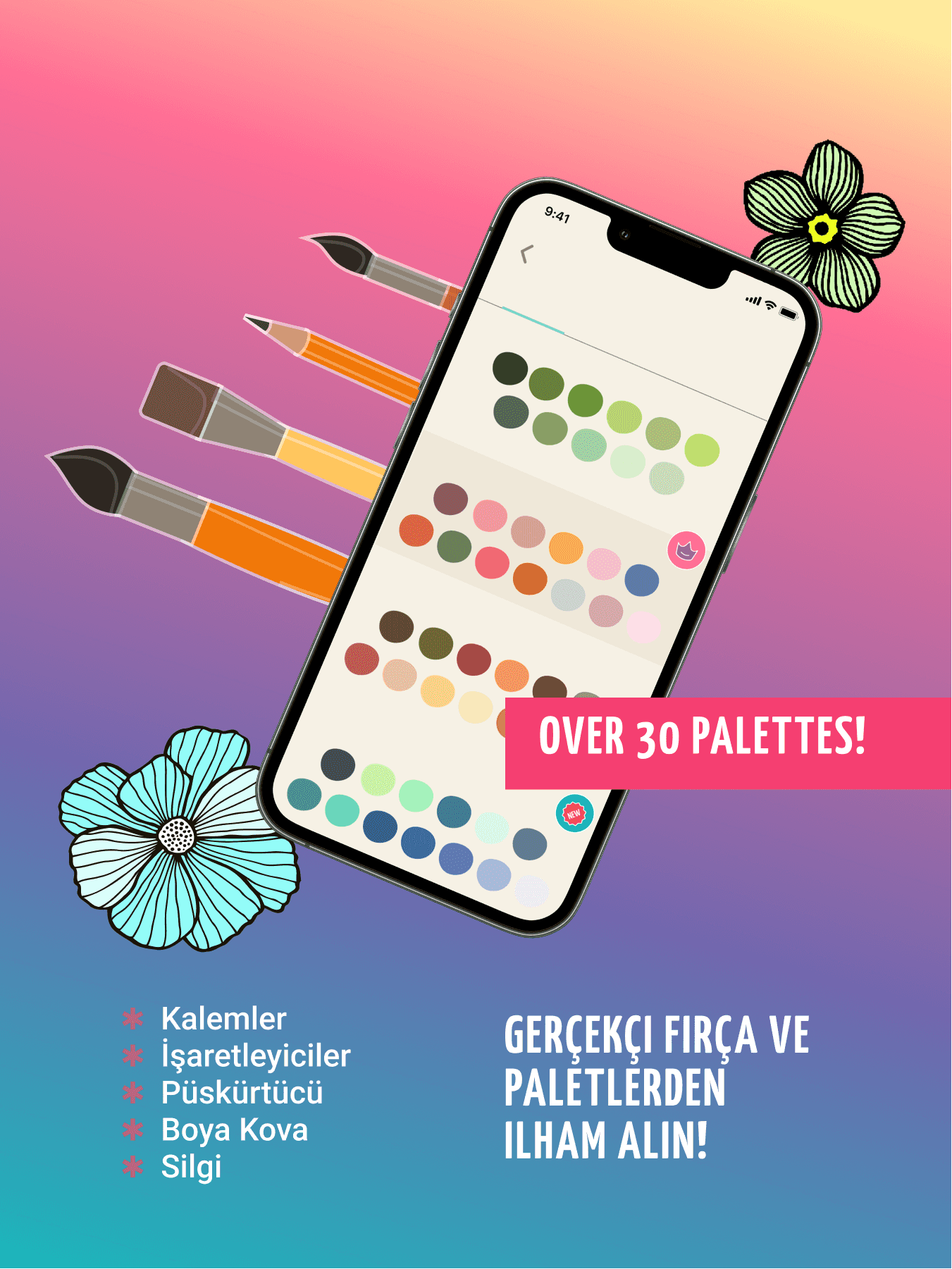 Yazarın paletlerini ve fırçalarını kullanın