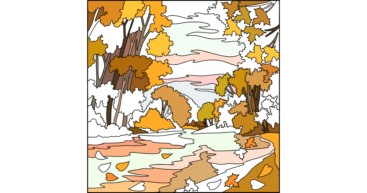 Autumn in the UK coloring page | Coloring-for-Adults.com