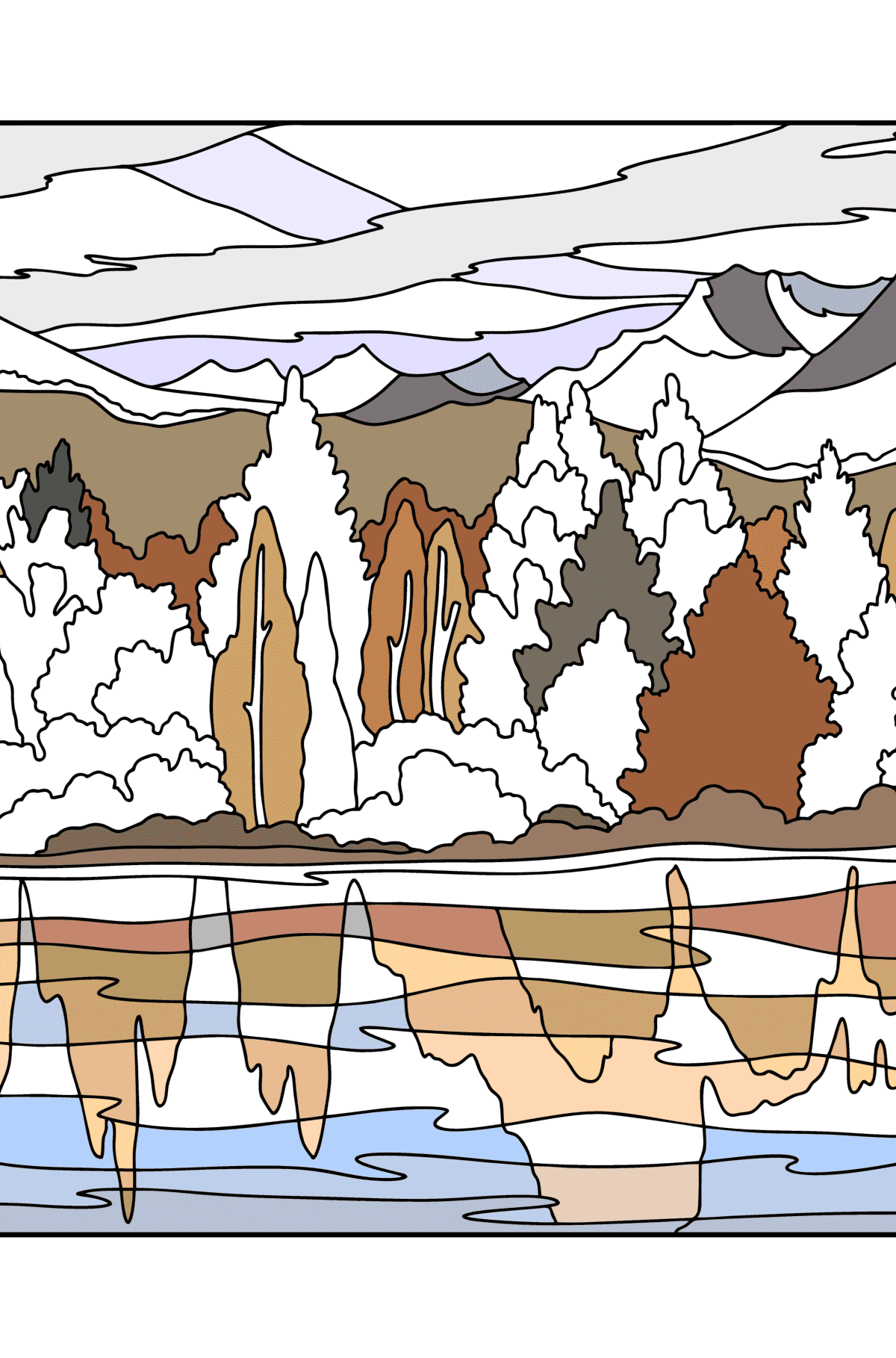 Värityskuva Syksy Kaliforniassa - värityskirja aikuisille