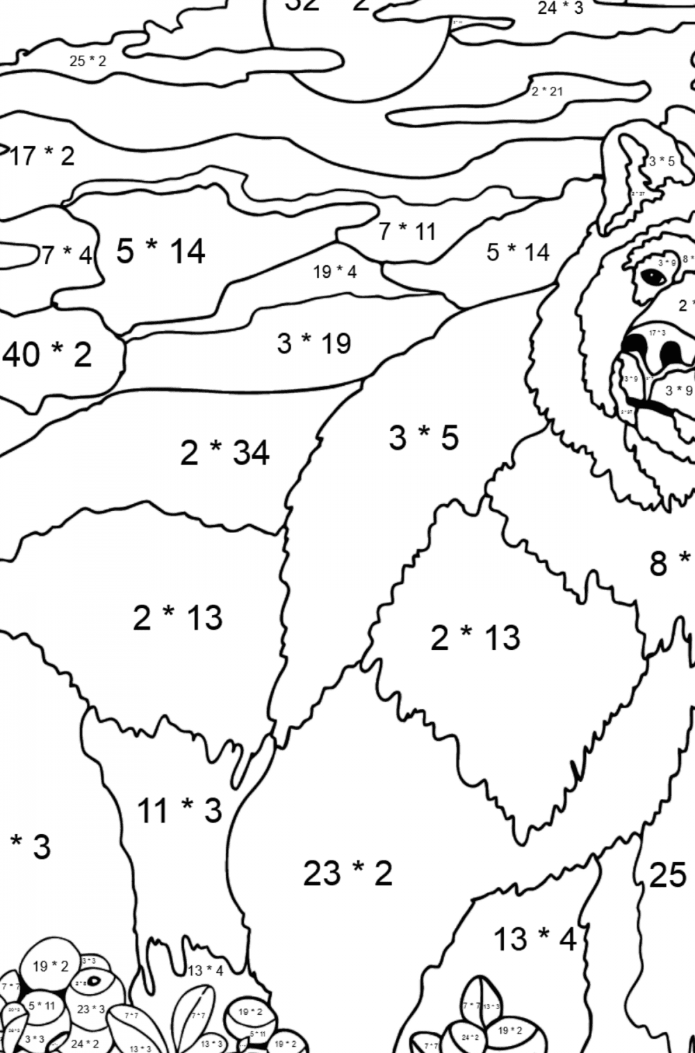 Bear in the forest - Bears coloring pages for Adults online