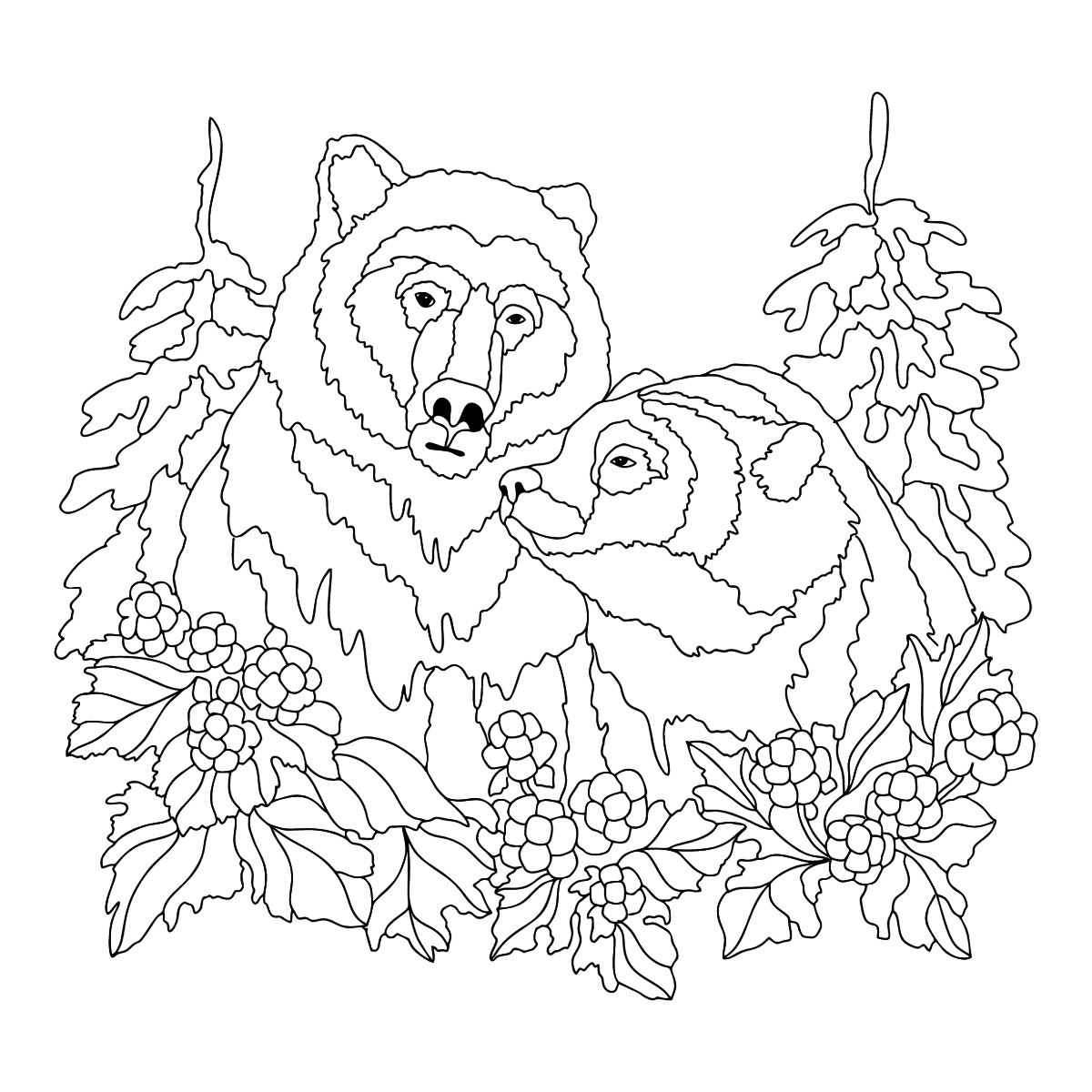 Медведь на дереве раскраска
