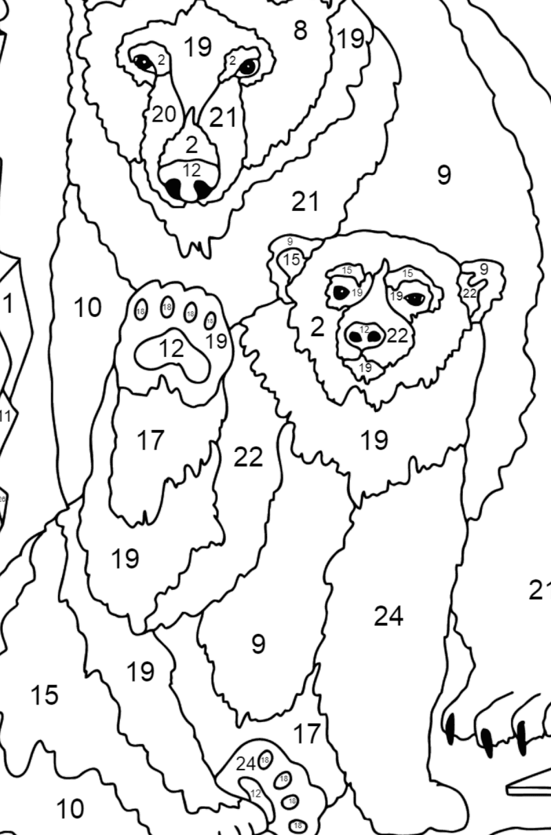 Polar bear with cub - Bears coloring pages for Adults online