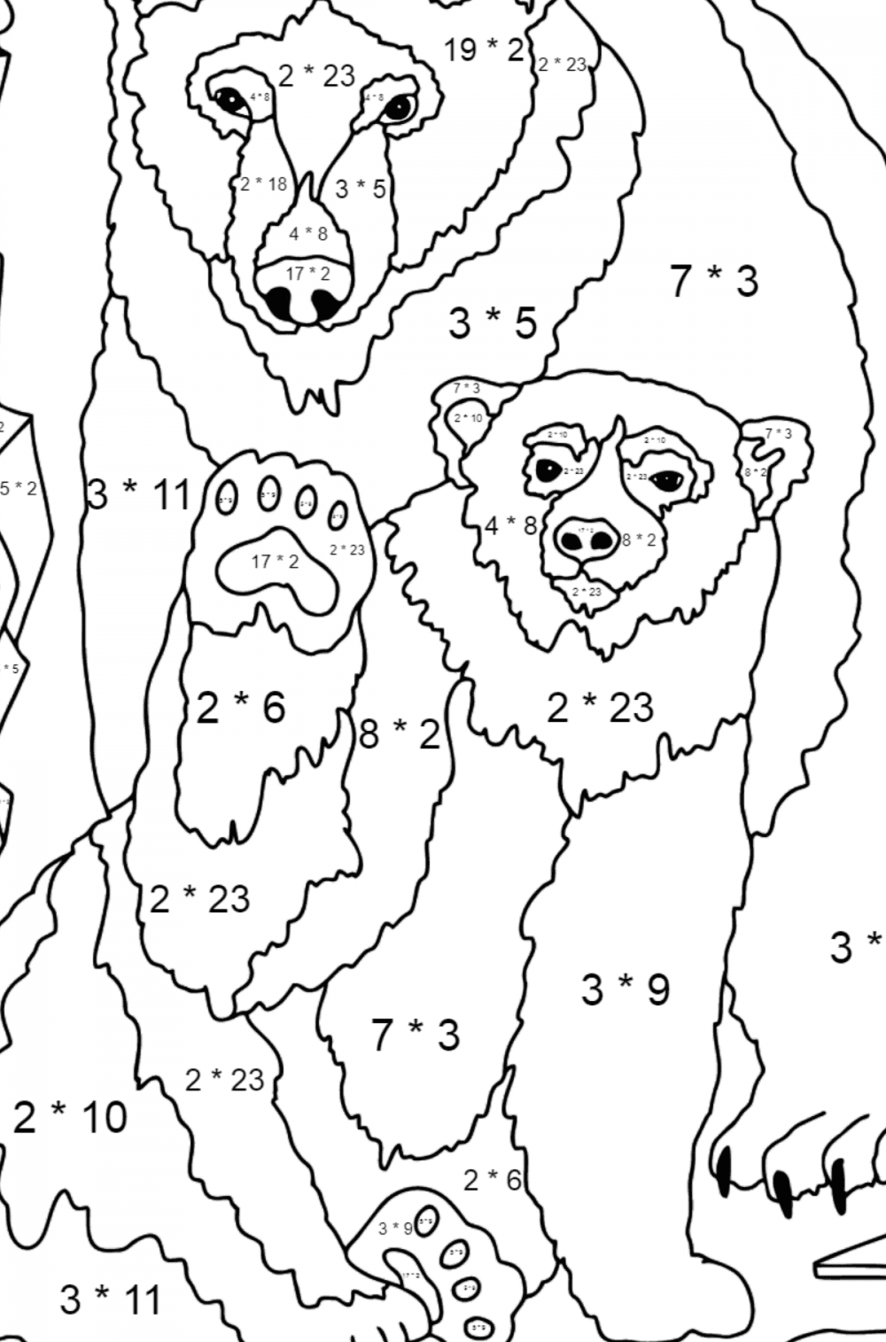 Polar bear with cub - Bears coloring pages for Adults online