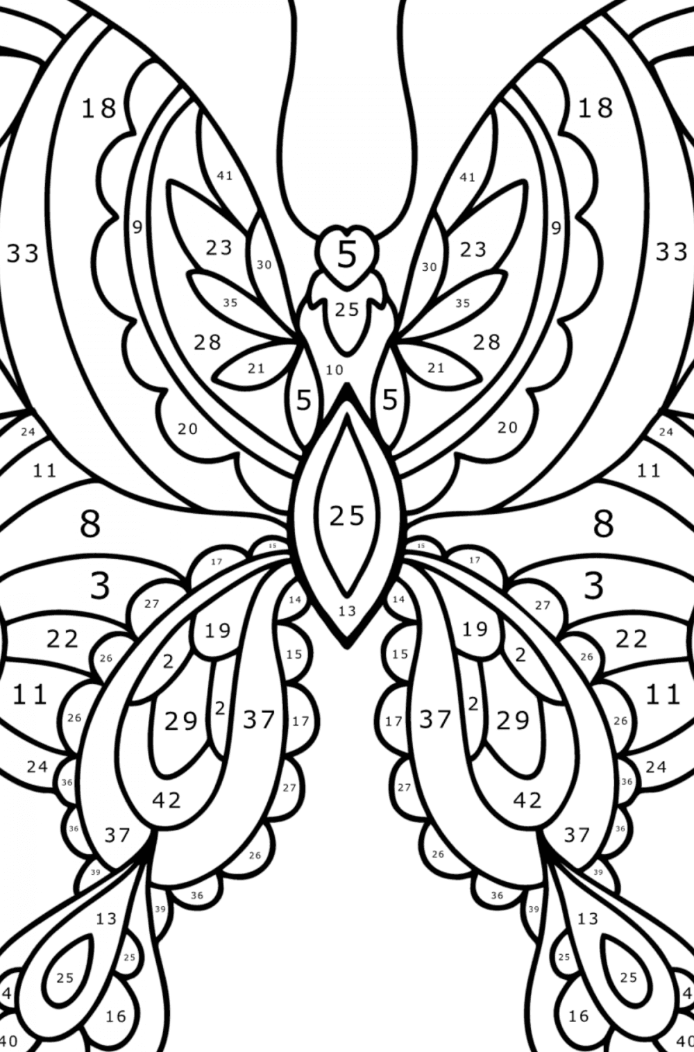 Butterfly antistress - Butterflies coloring pages for Adults Online