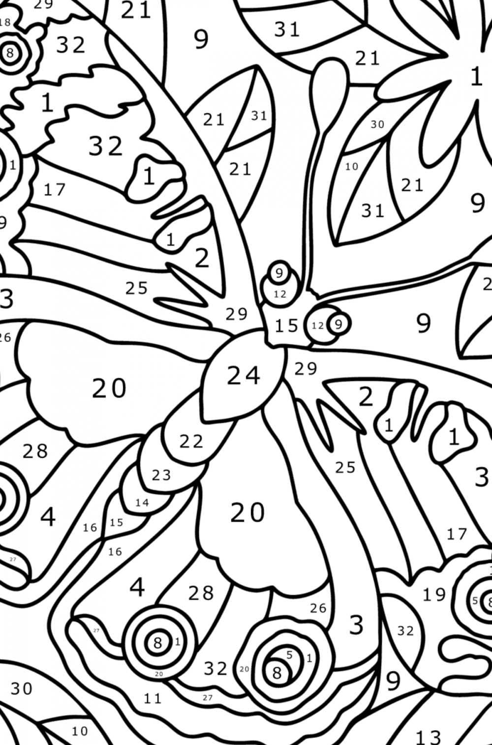 Cute butterfly - Butterflies coloring pages for Adults Online