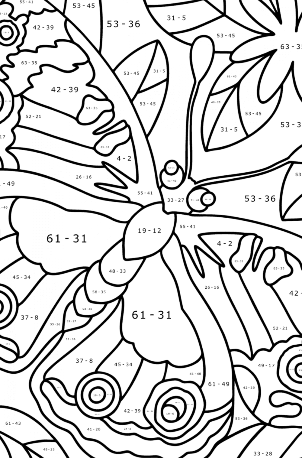 Cute butterfly - Butterflies coloring pages for Adults Online