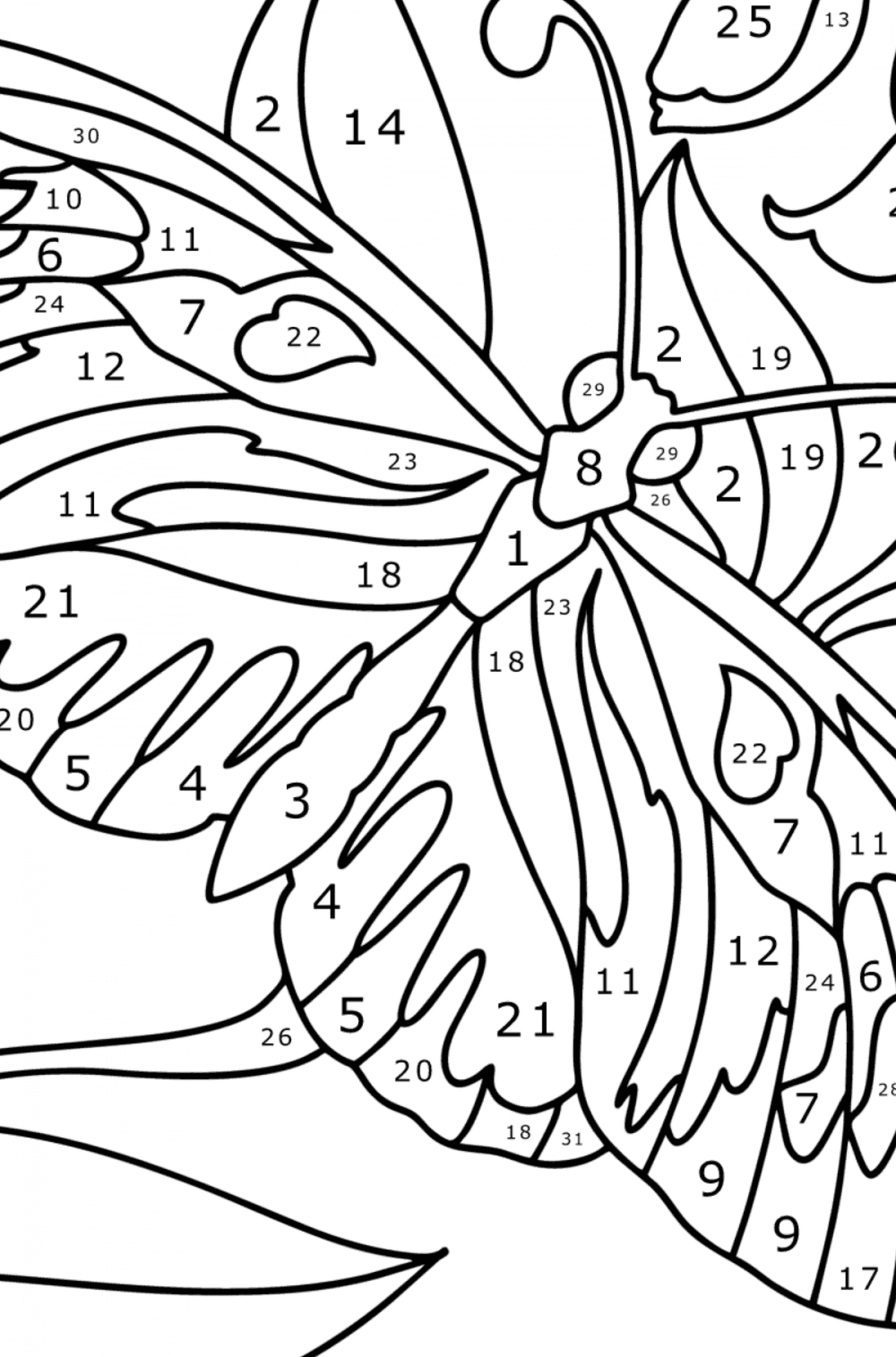 Butterfly with red wings - Butterflies coloring pages for Adults