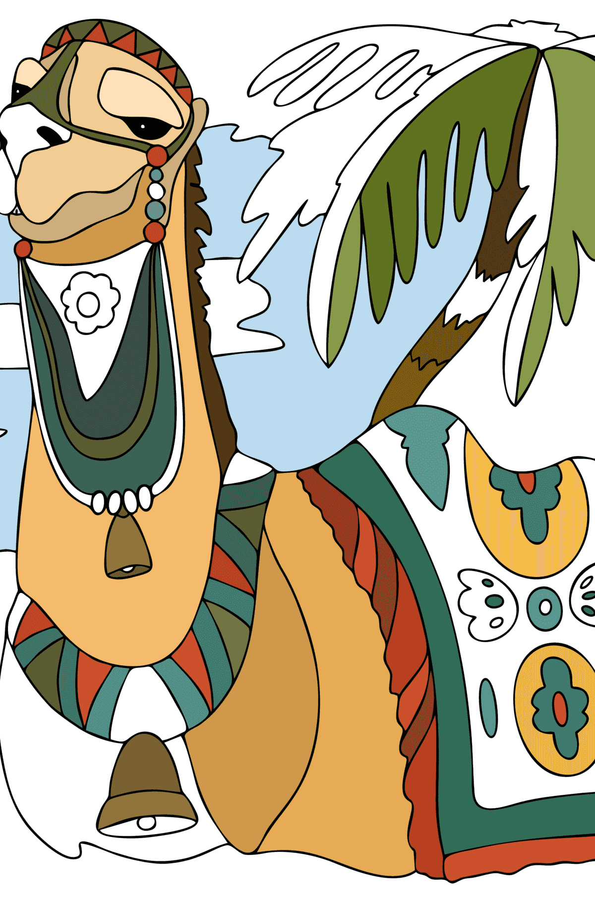 Dibujo Camello de vacaciones para colorear - Dibujos para Colorear para Adultos