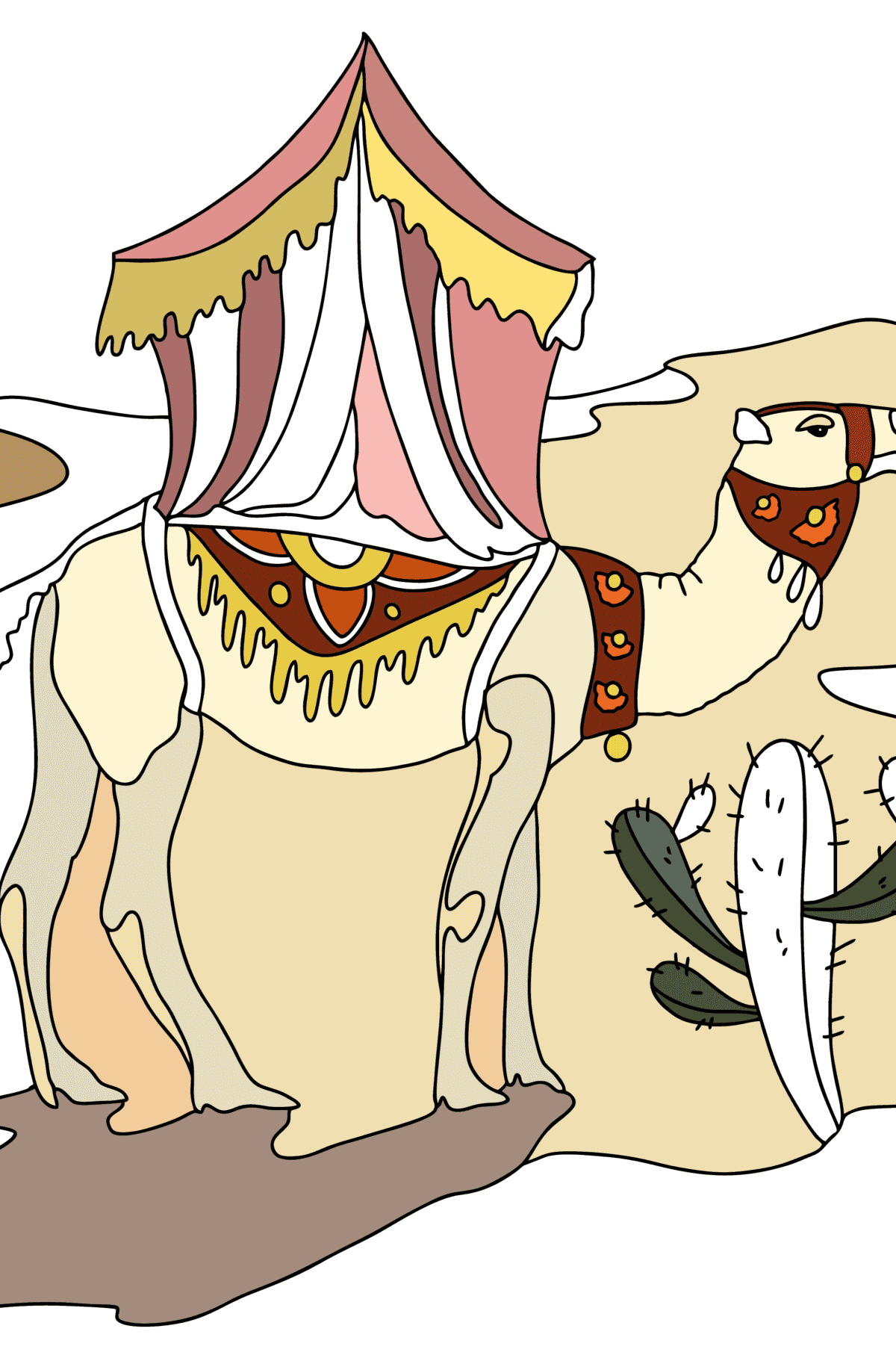 Dibujo Hermoso camello para colorear - Dibujos para Colorear para Adultos