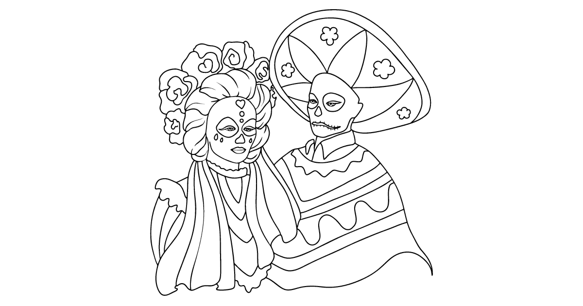 Mexican carnival coloring page | Coloring-for-Adults.com