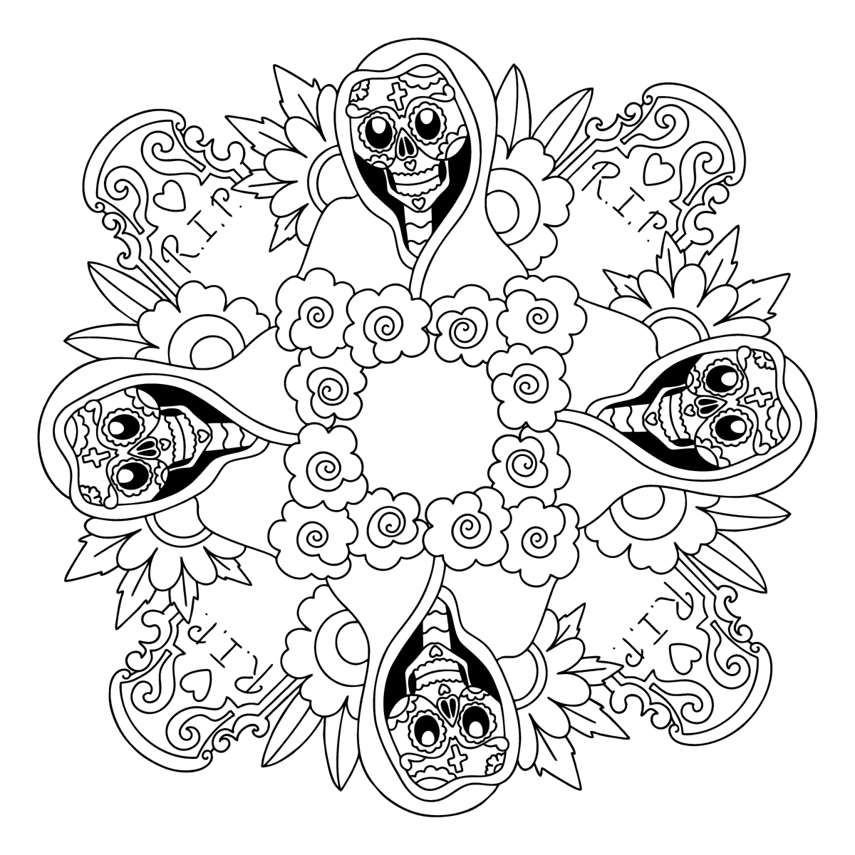 The day of the dead carnival coloring pages online