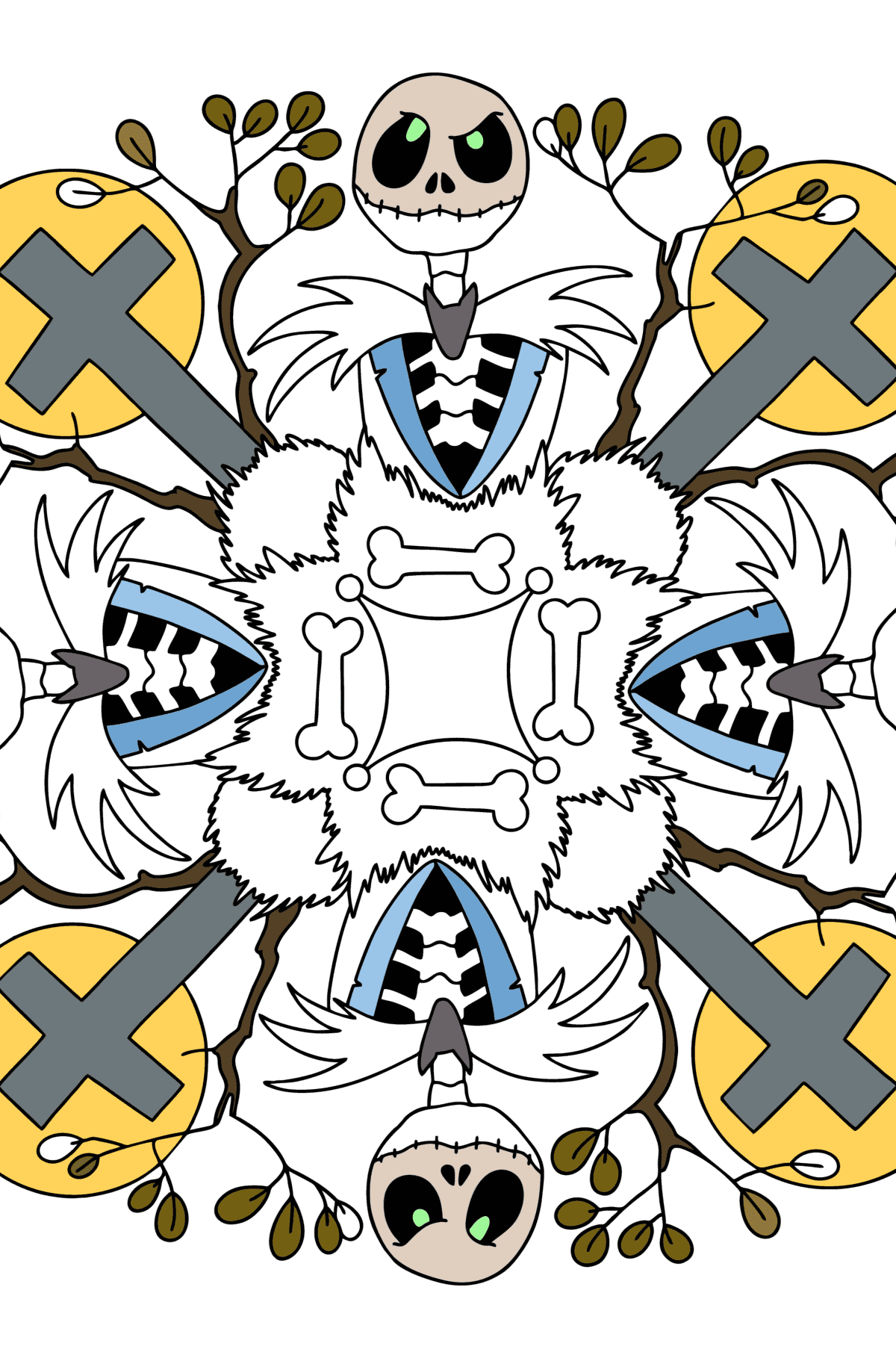 Omalovánka Mandala den mrtvých - omalovánky pro dospělé