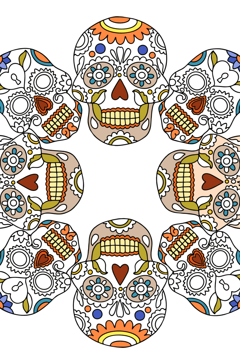 Mandala day of the dead - Carnival coloring pages online