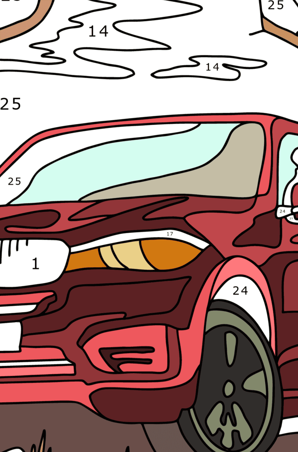 Crossover car coloring page - Coloring by Numbers for Adults