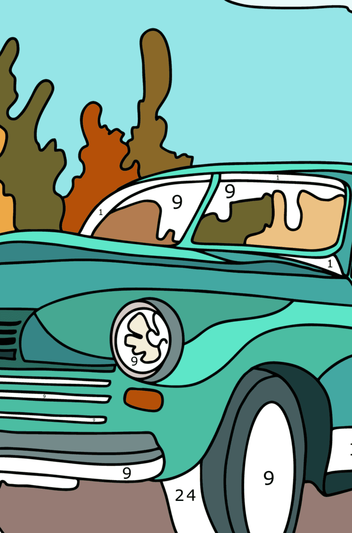 Ford car coloring page - Coloring by Numbers for Adults