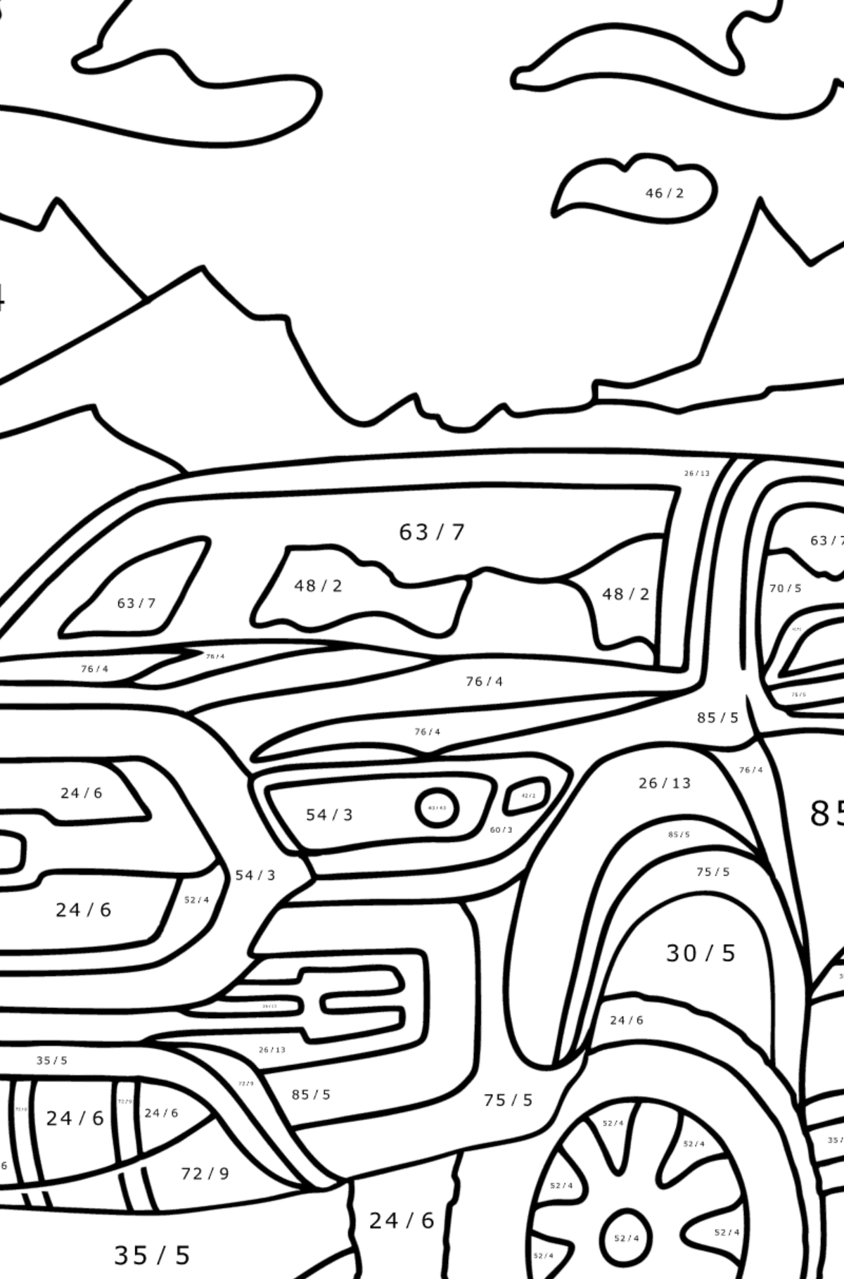 bil - Tegninger til farvelægning Biler voksne online