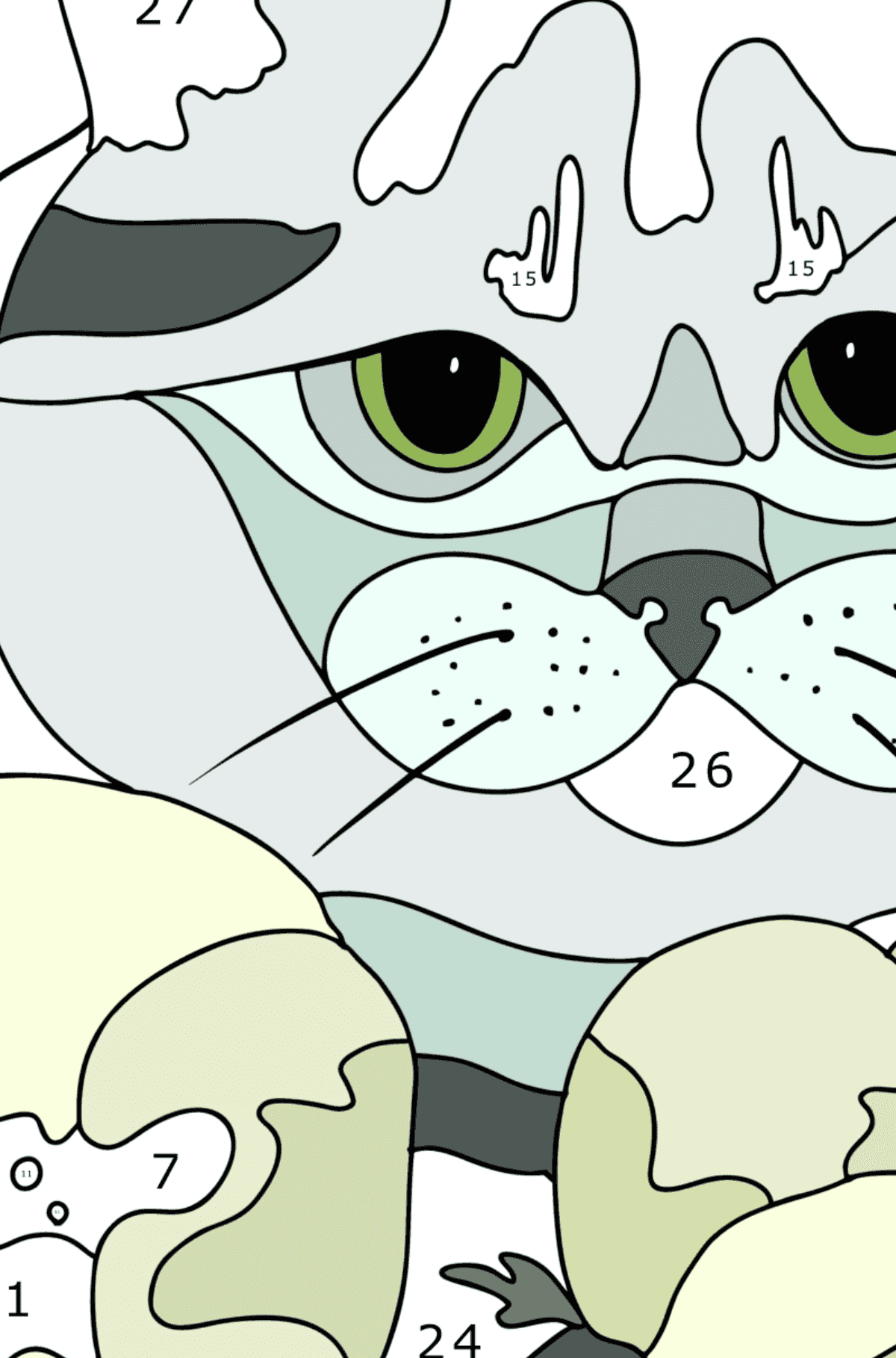 British cat coloring page - Coloring by Numbers for Adults