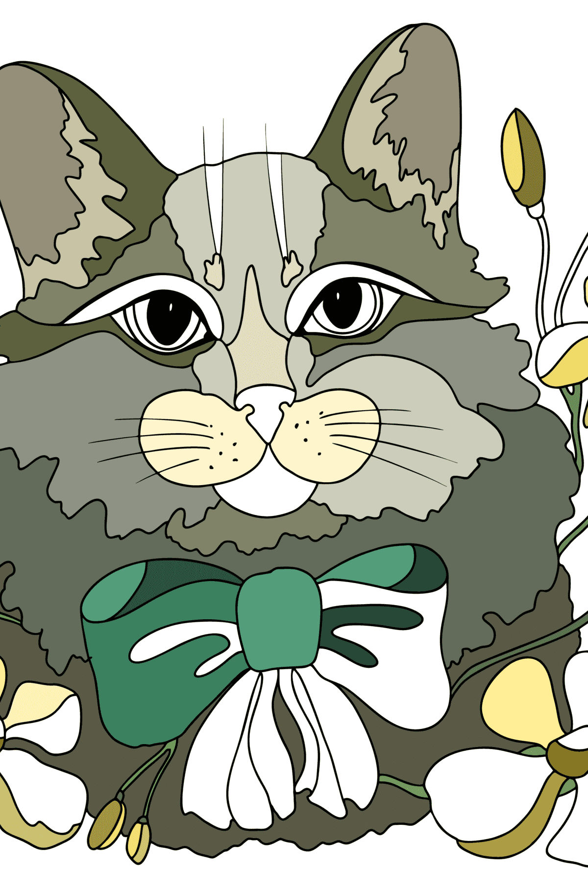 Dibujo Cabeza de gato para colorear - Dibujos para Colorear para Adultos