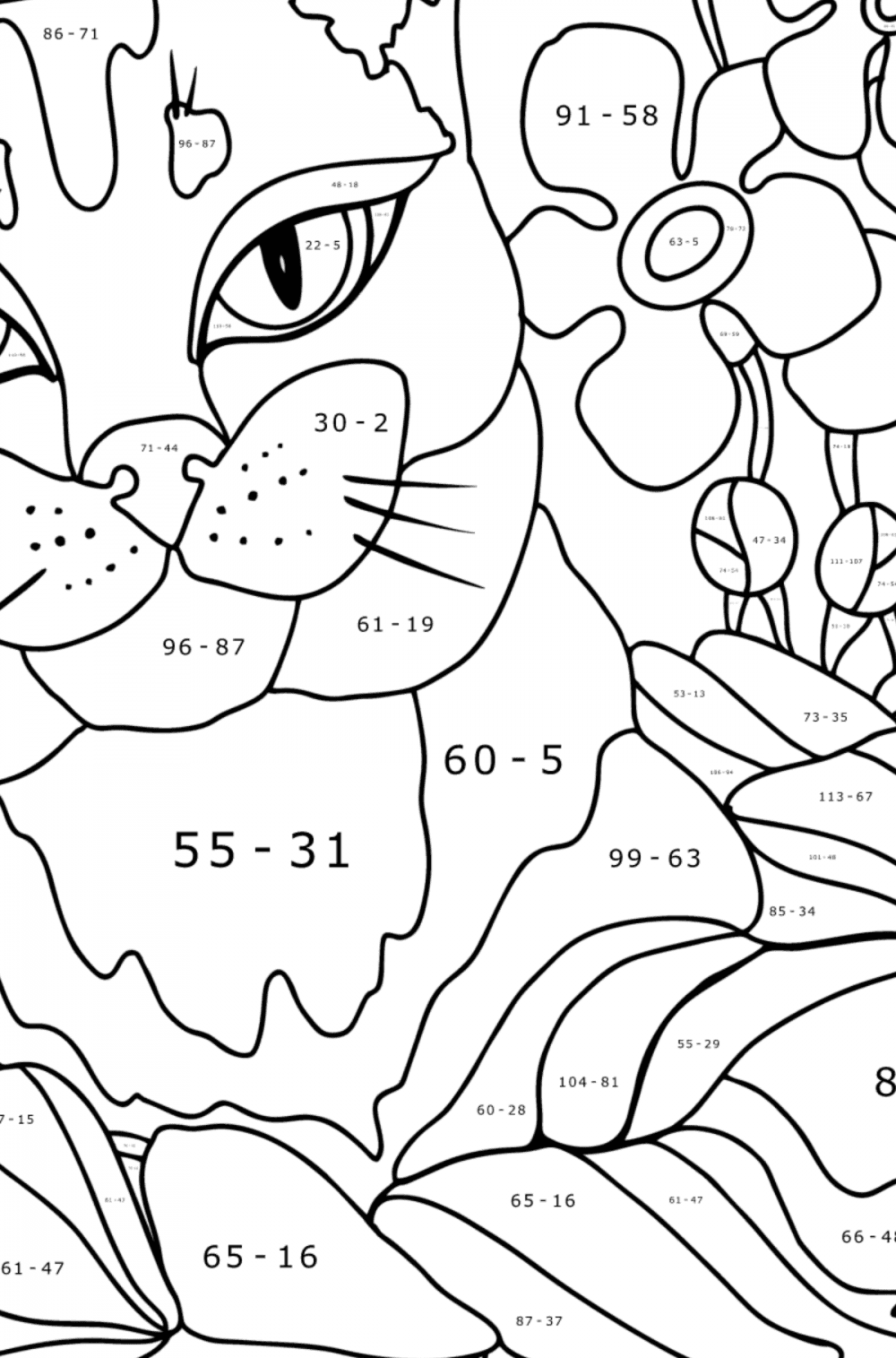 The cat in the purple basket - Cats Coloring pages for Adults Online