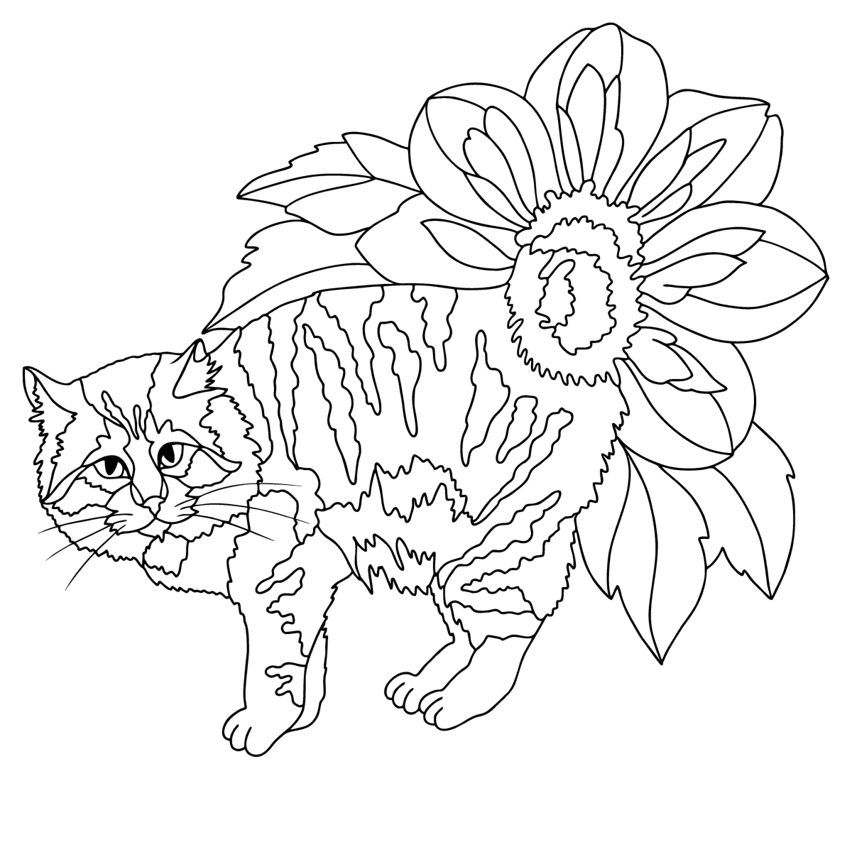 Ginger cat - Cats Coloring pages for Adults Online and Print