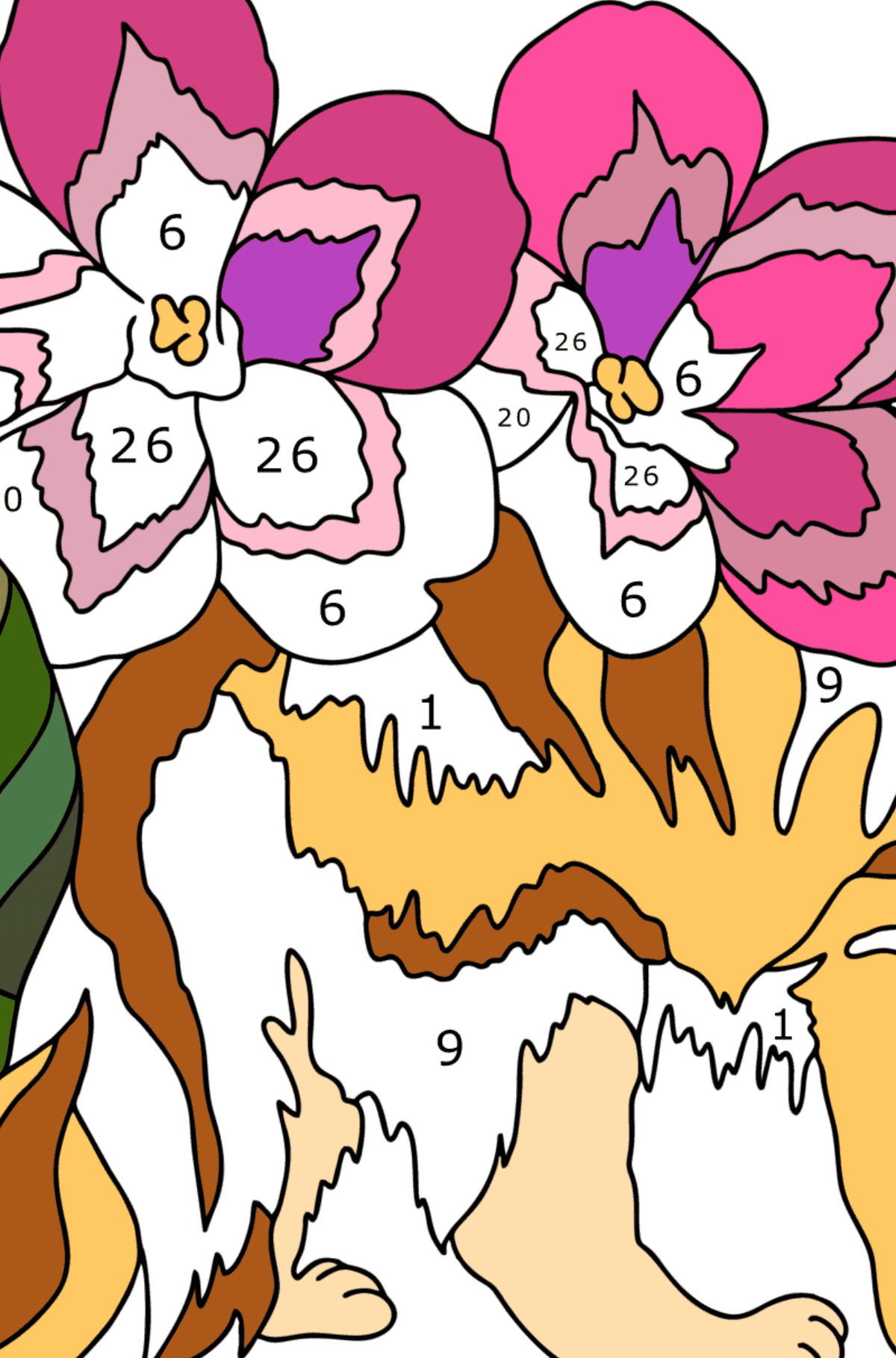 Charming cat coloring page - Coloring by Numbers for Adults