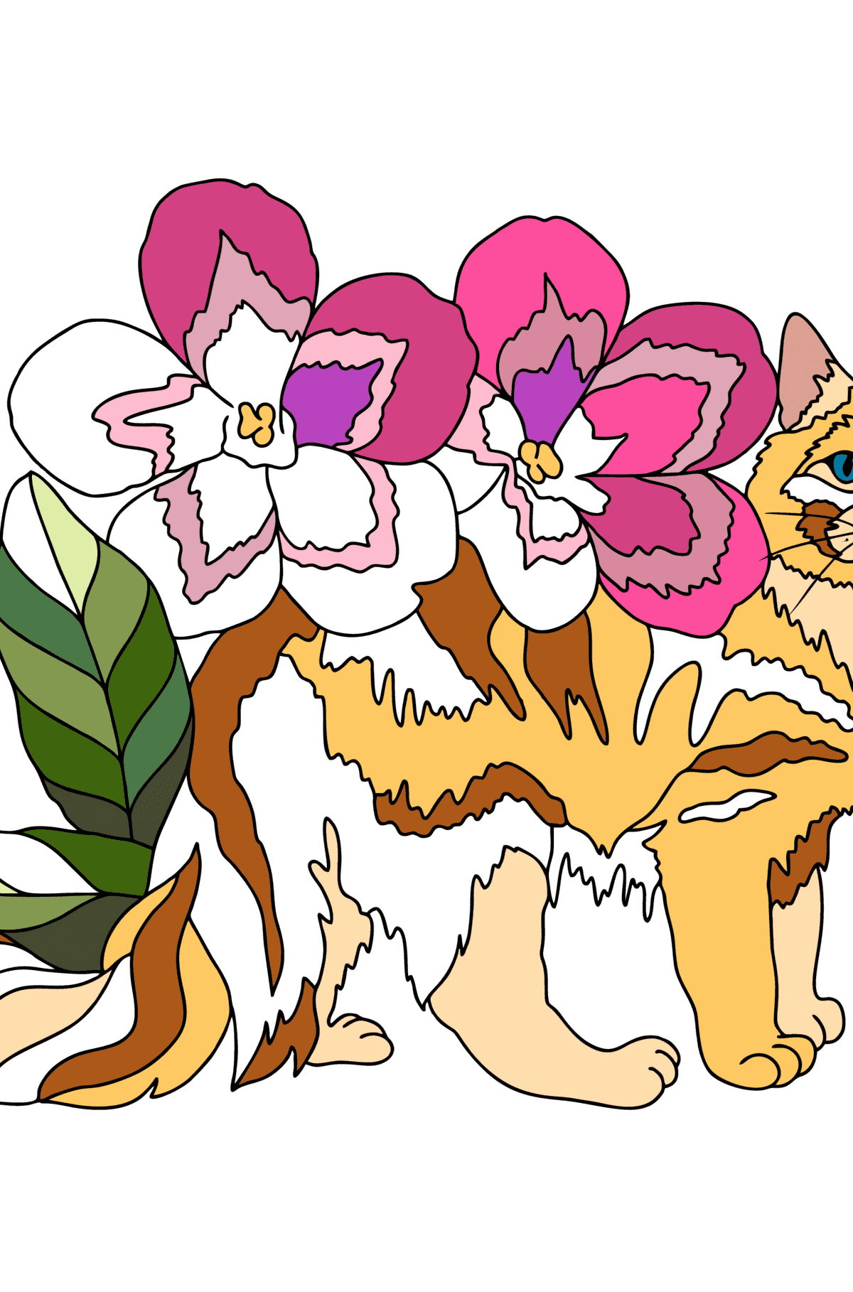 Dibujo Gato encantador para colorear - Dibujos para Colorear para Adultos