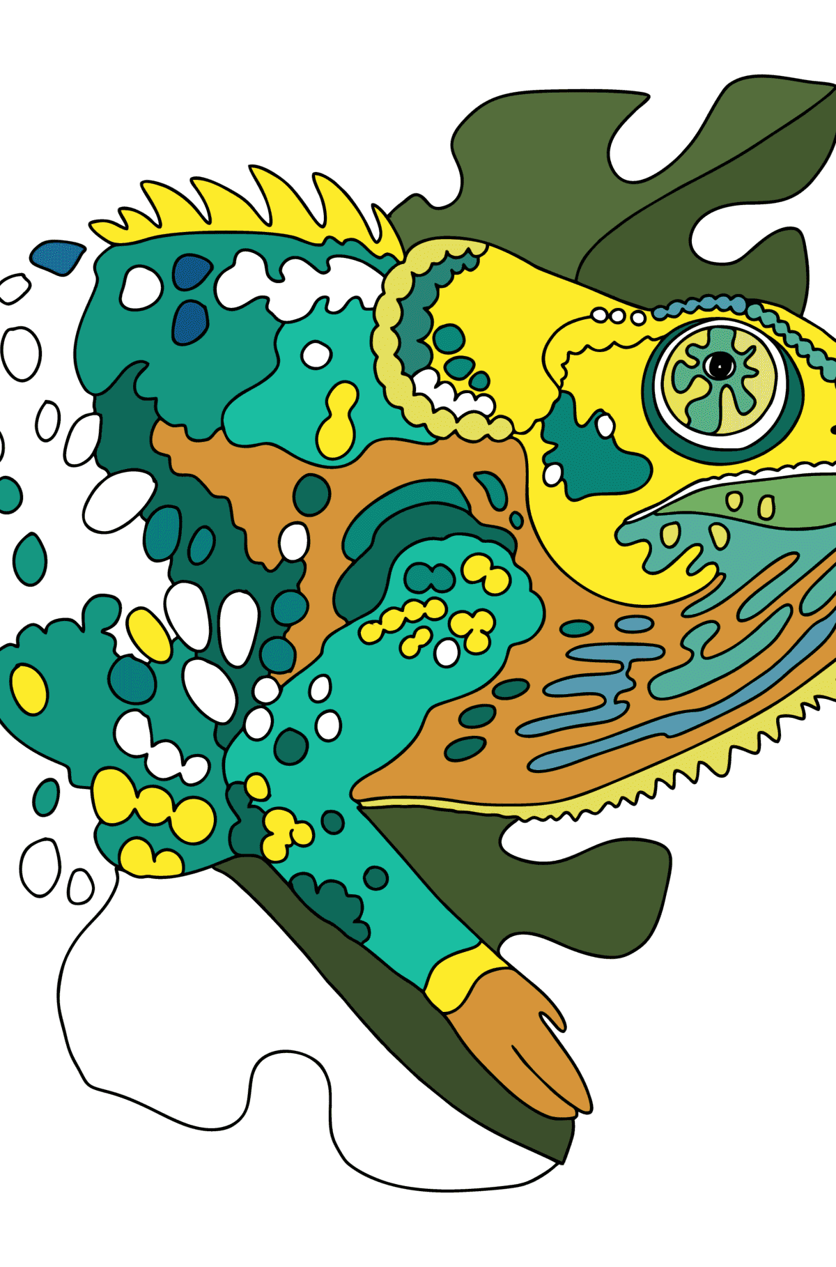 Desenho Camaleão mosaico para colorir - Imagens para Colorir para adultos